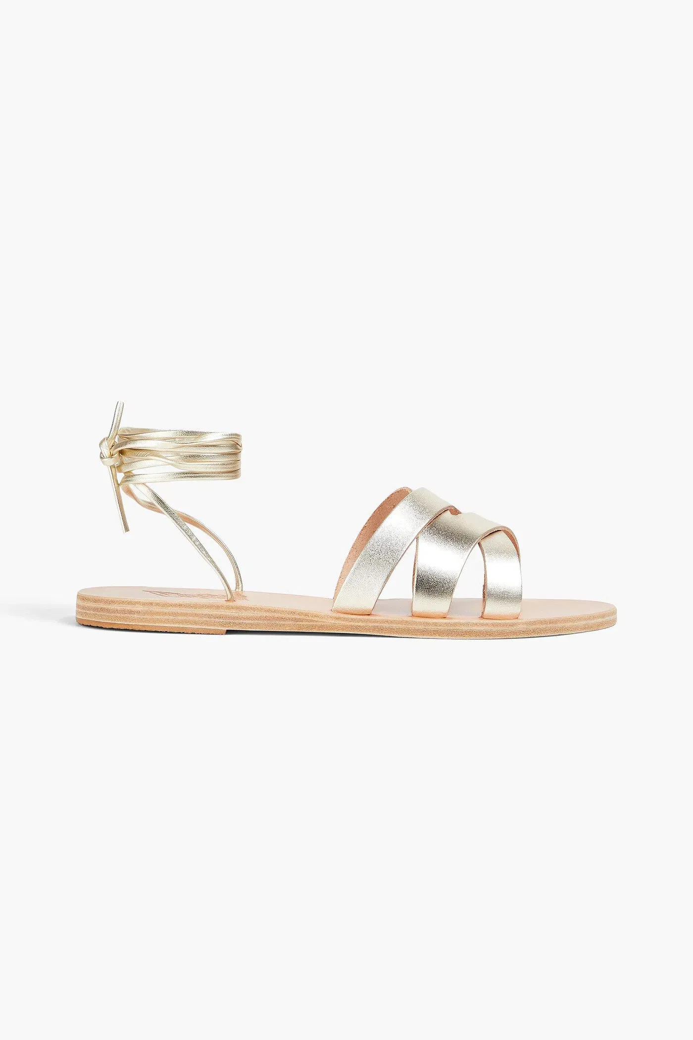Ancient Greek Sandals Pisidia Metallic Leather Sandals Platinum Women's
