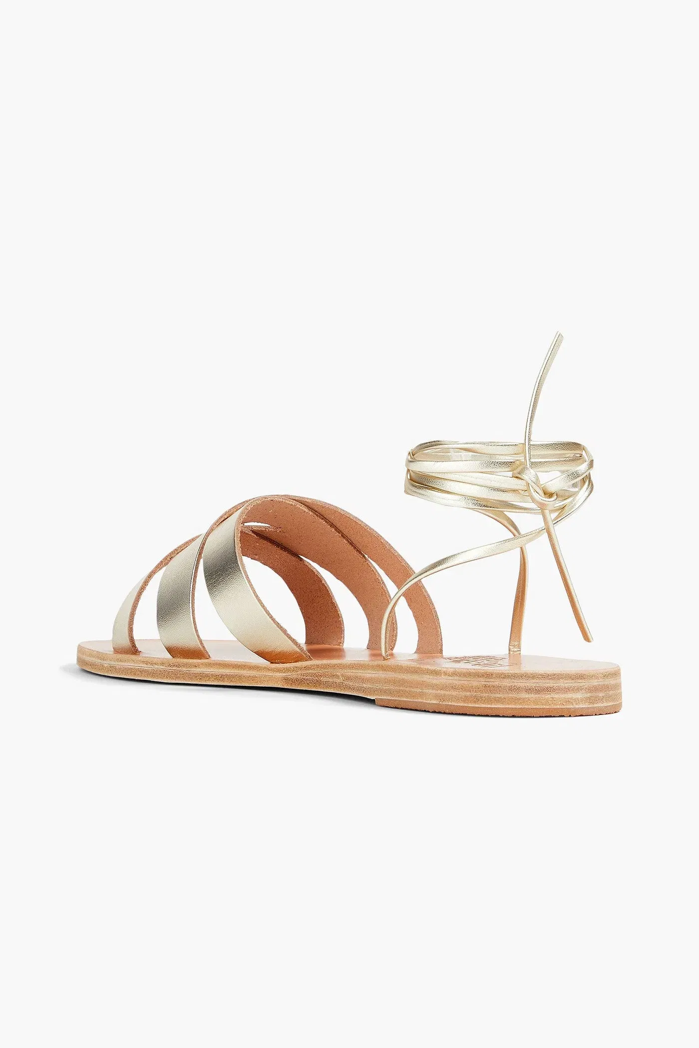 Ancient Greek Sandals Pisidia Metallic Leather Sandals Platinum Women's