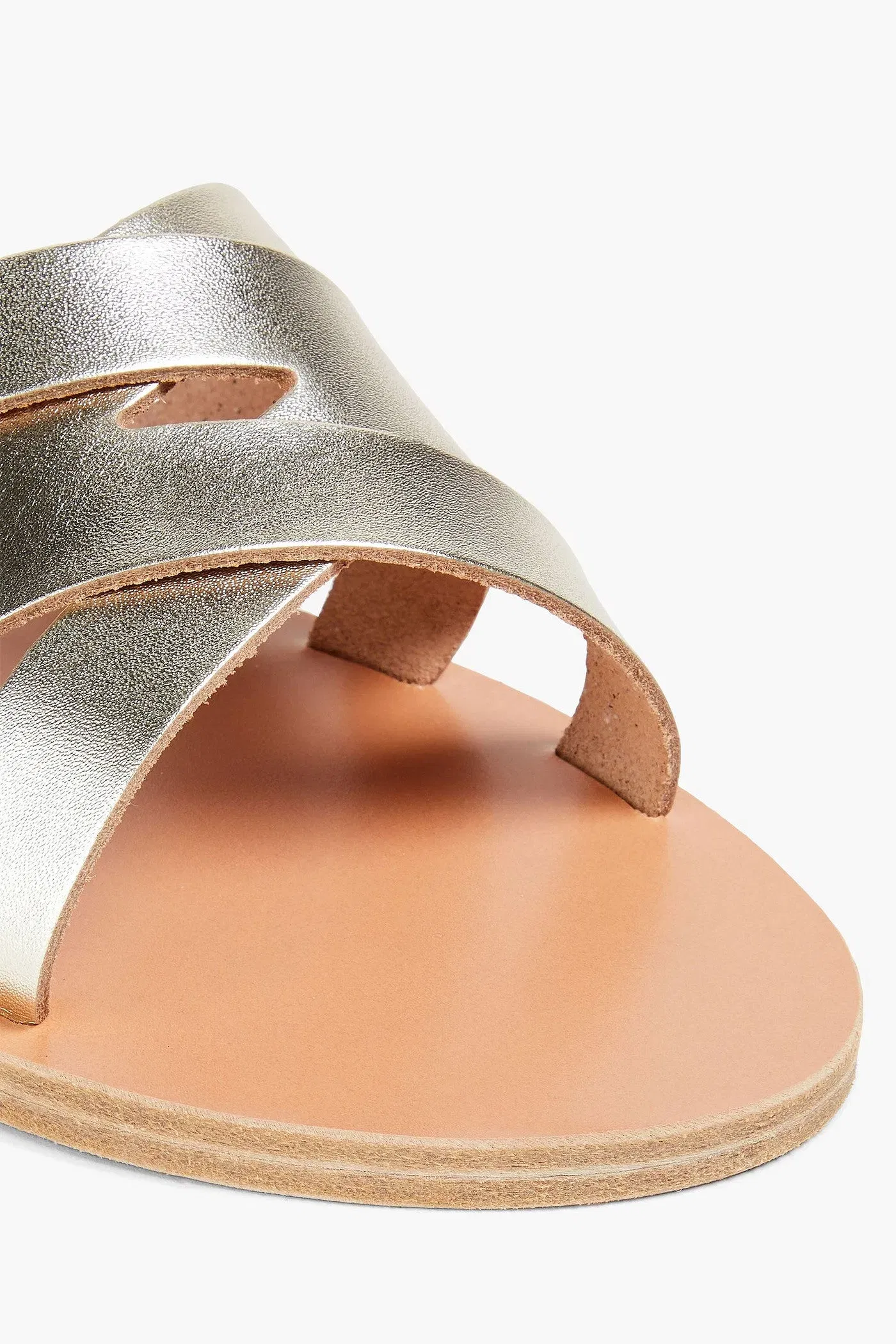 Ancient Greek Sandals Pisidia Metallic Leather Sandals Platinum Women's
