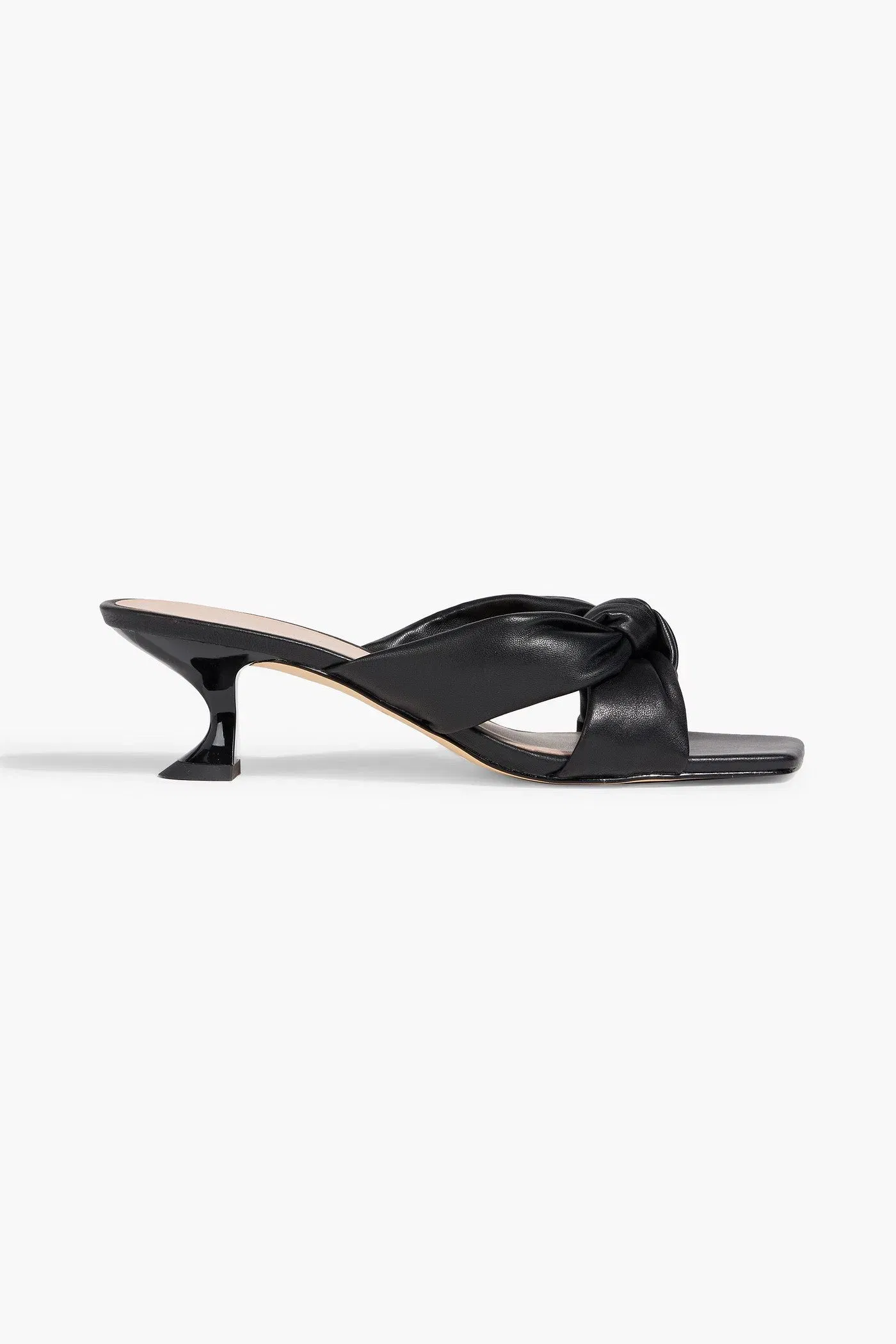 Stuart Weitzman Playa 50 Knotted Padded Leather Mules Black Women's