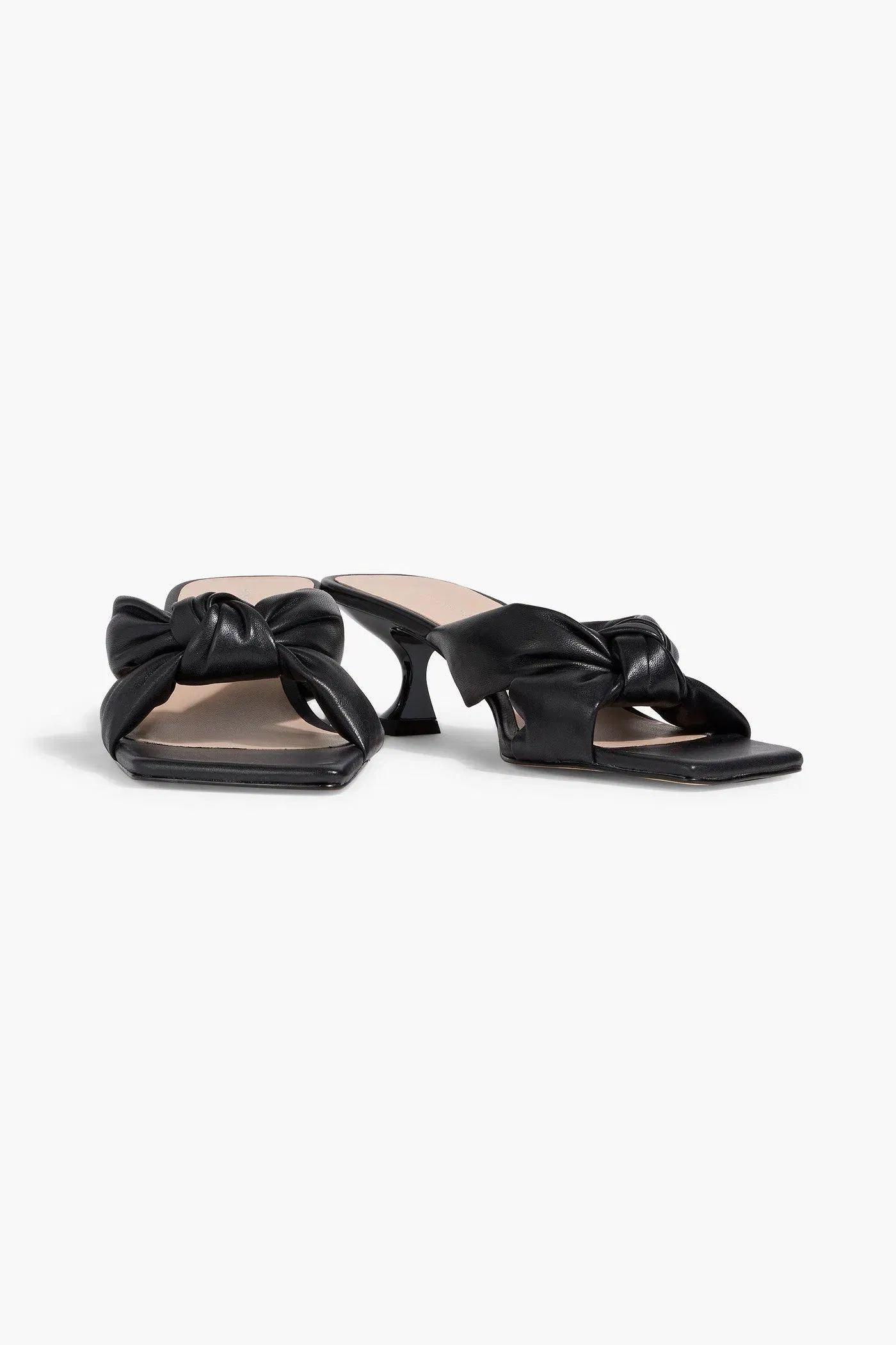 Stuart Weitzman Playa 50 Knotted Padded Leather Mules Black Women's