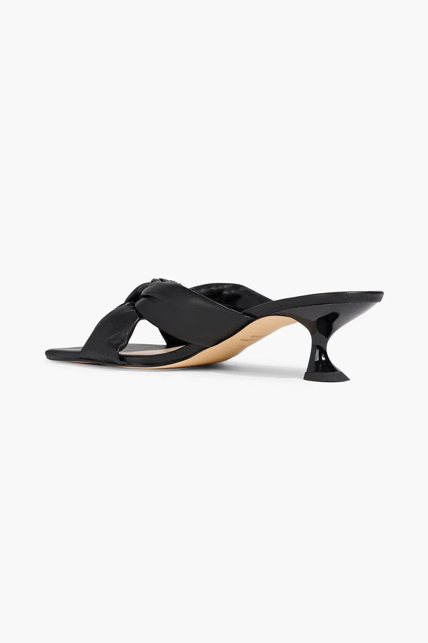 Stuart Weitzman Playa 50 Knotted Padded Leather Mules Black Women's