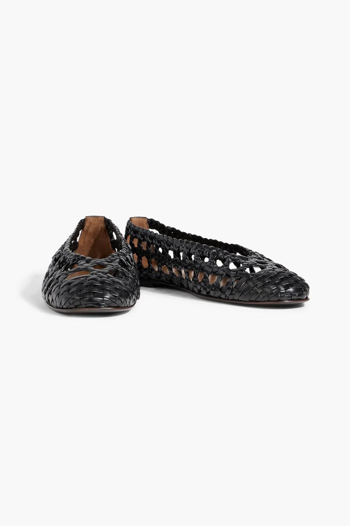 Giuseppe Zanotti Amanda 05 Woven Leather Ballet Flats Black Women's