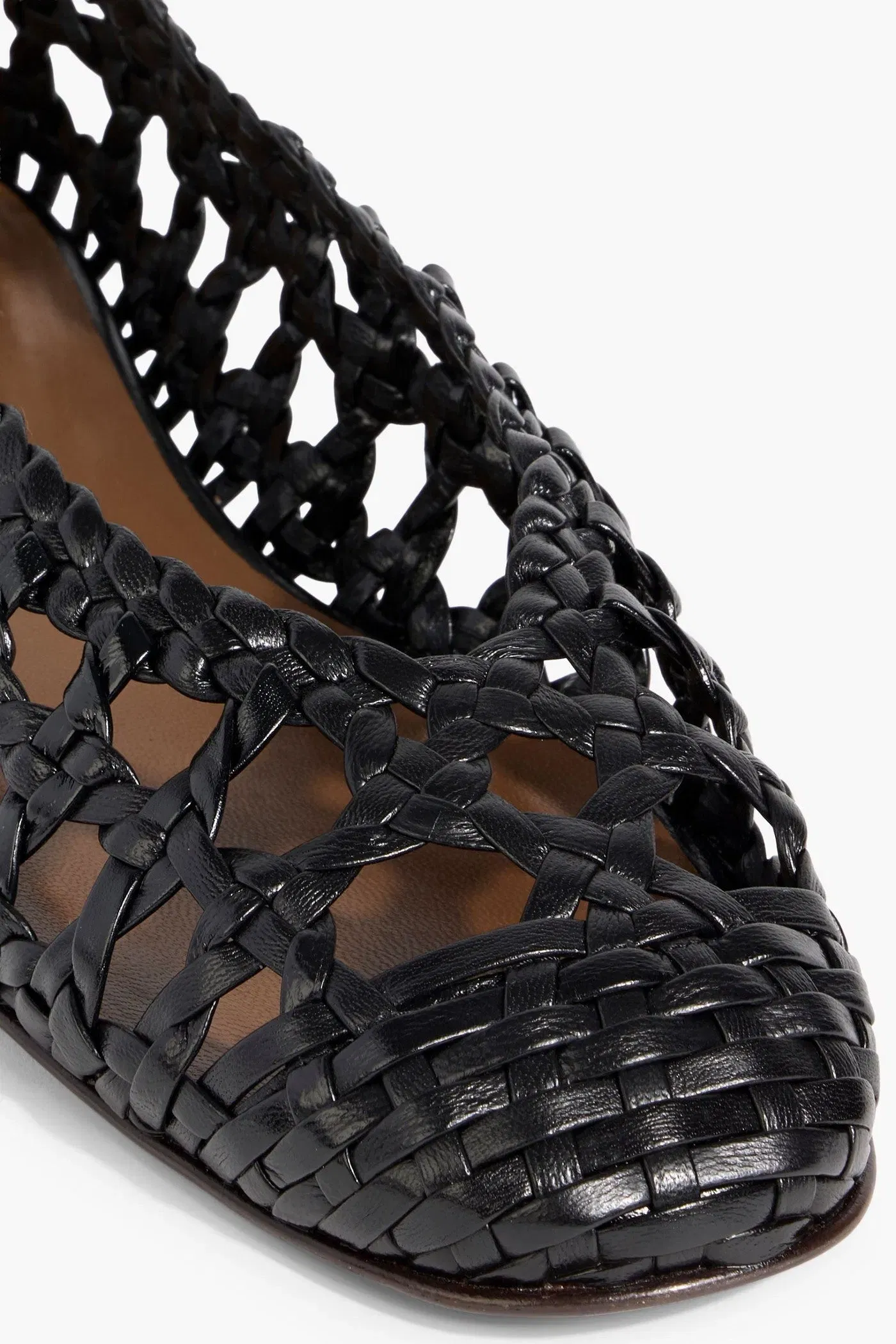 Giuseppe Zanotti Amanda 05 Woven Leather Ballet Flats Black Women's
