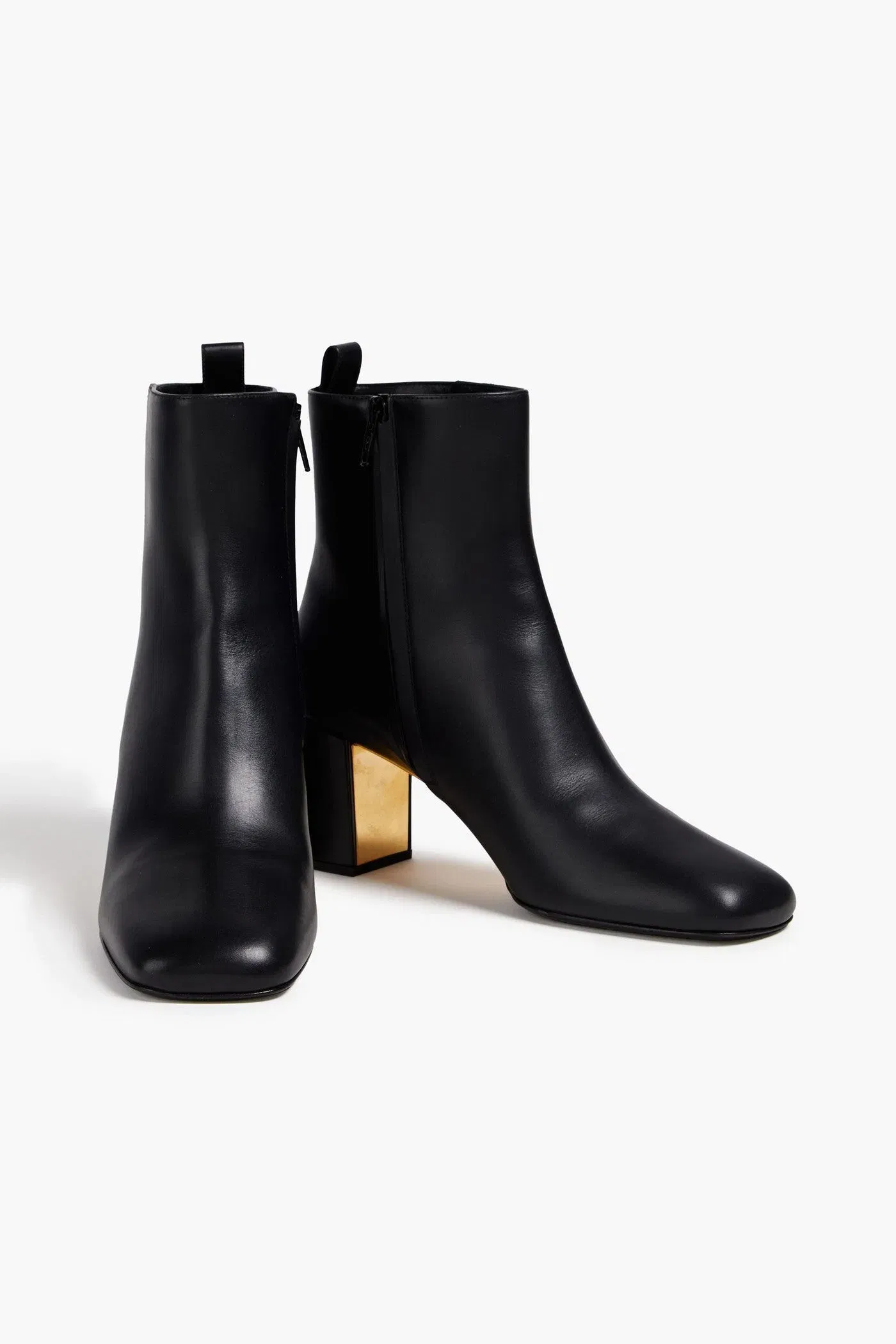 Valentino Garavani Golden Walk Leather Ankle Boots Black Women's