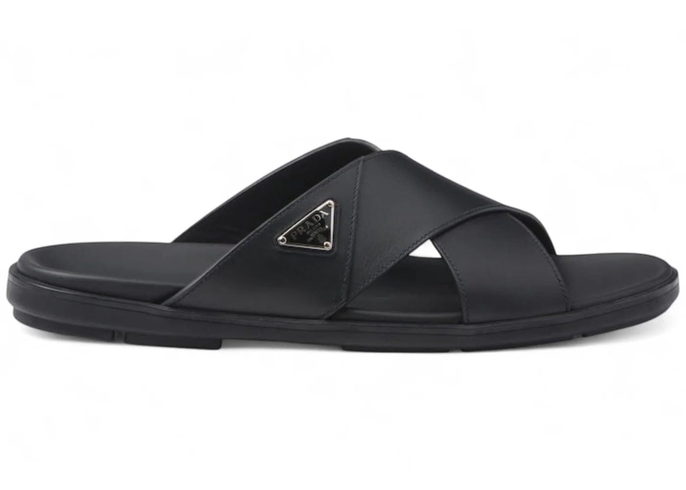 Prada Leather Criss Cross Slide Black
