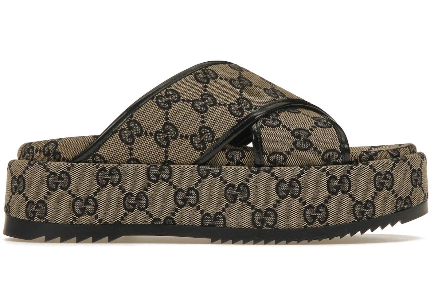 Gucci Gg Platform 30 Mm Sandal Blue Canvas