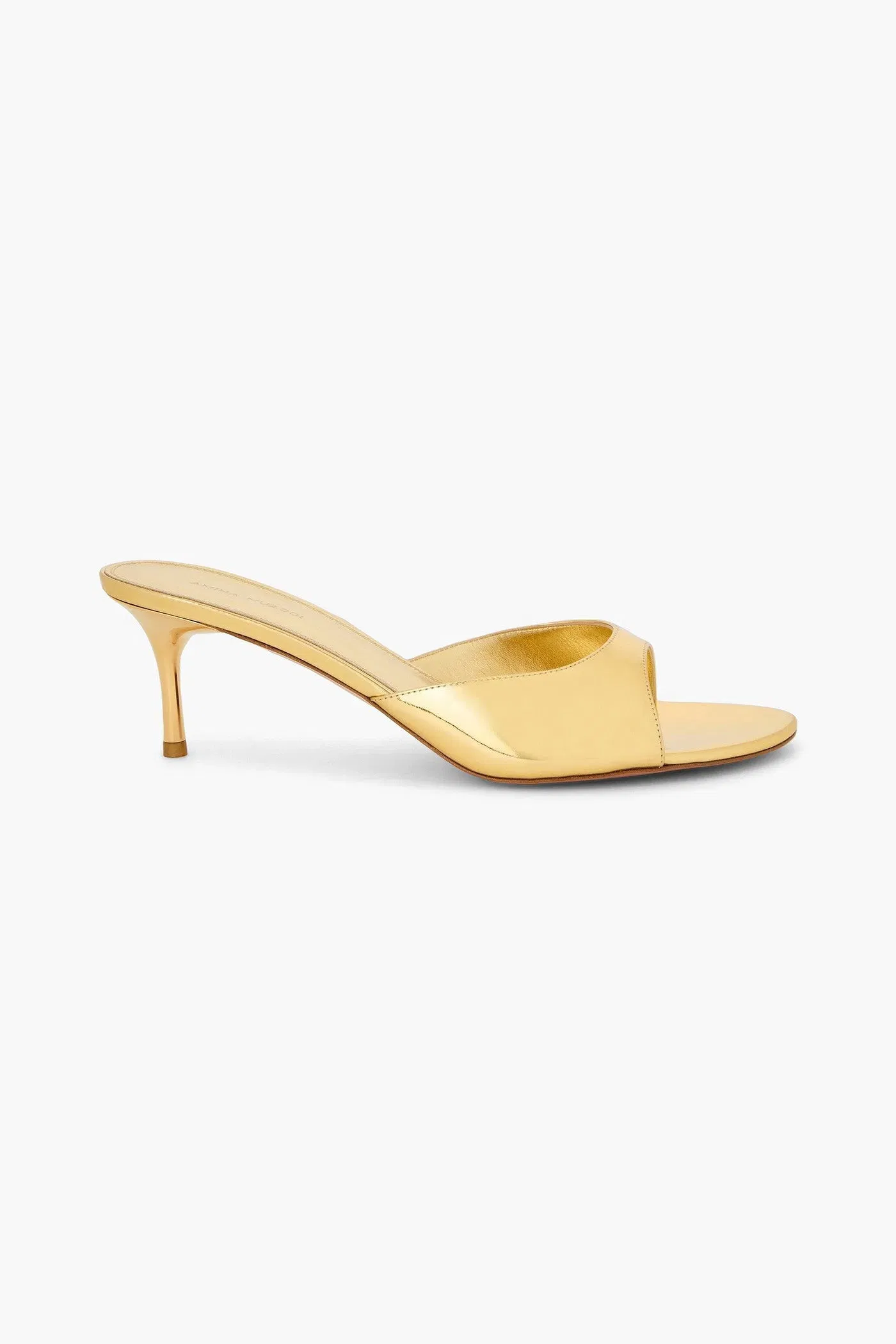 Amina Muaddi Jeanne Mirrored-Leather Mules Gold Women's