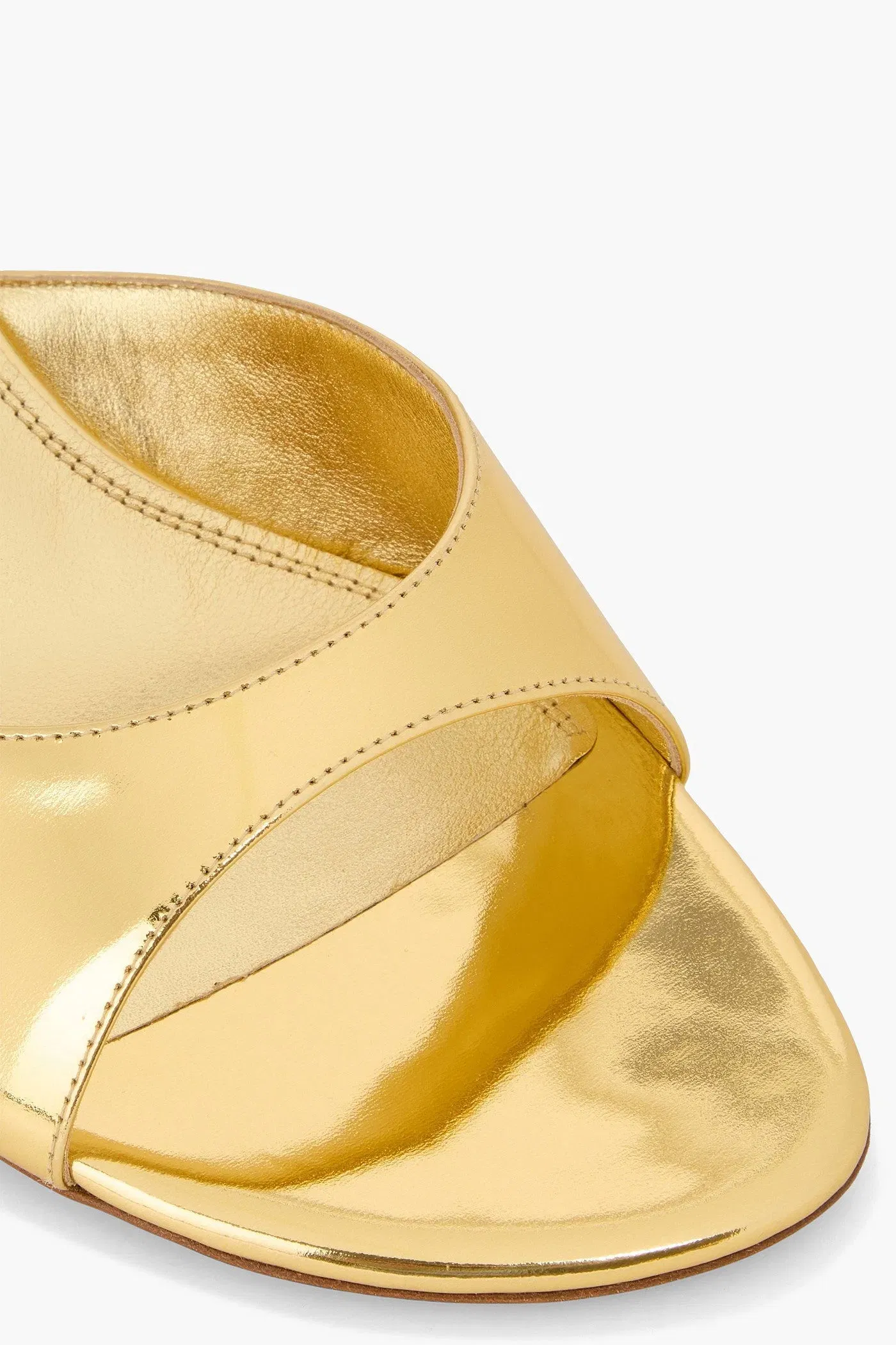 Amina Muaddi Jeanne Mirrored-Leather Mules Gold Women's