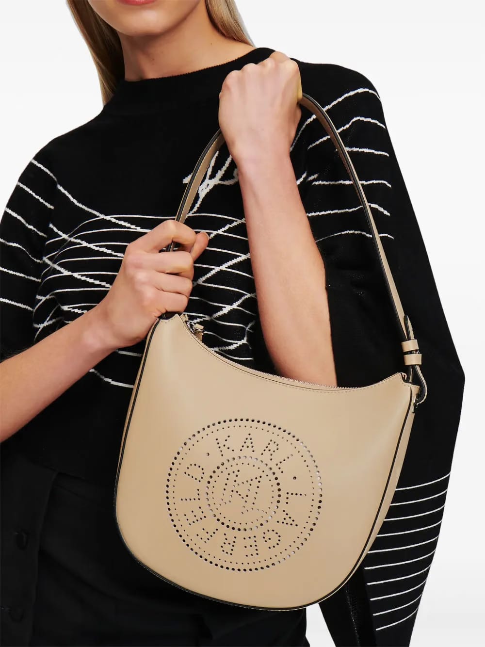 K/Circle Moon perforated-logo shoulder bag