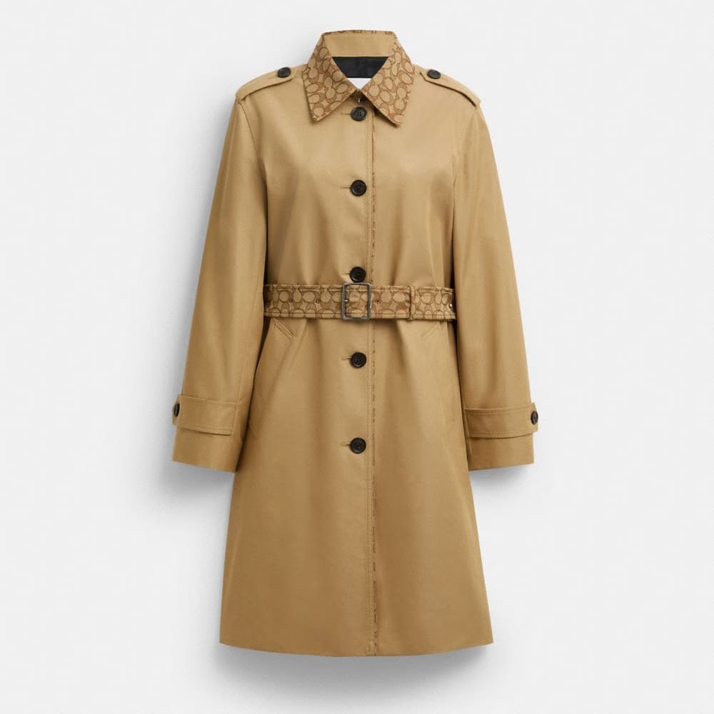 Coach Trench With Signature Piping Khaki