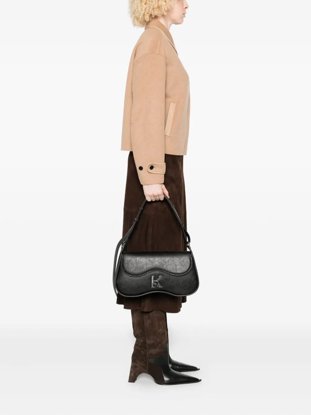 K-logo curved shoulder bag