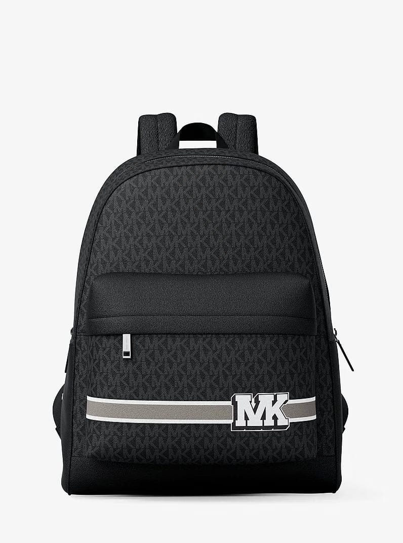 Michael Kors Pacey Embellished Striped Signature Logo Backpack Black Combo