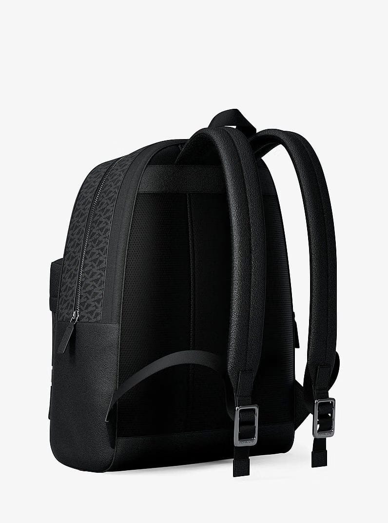 Michael Kors Pacey Embellished Striped Signature Logo Backpack Black Combo