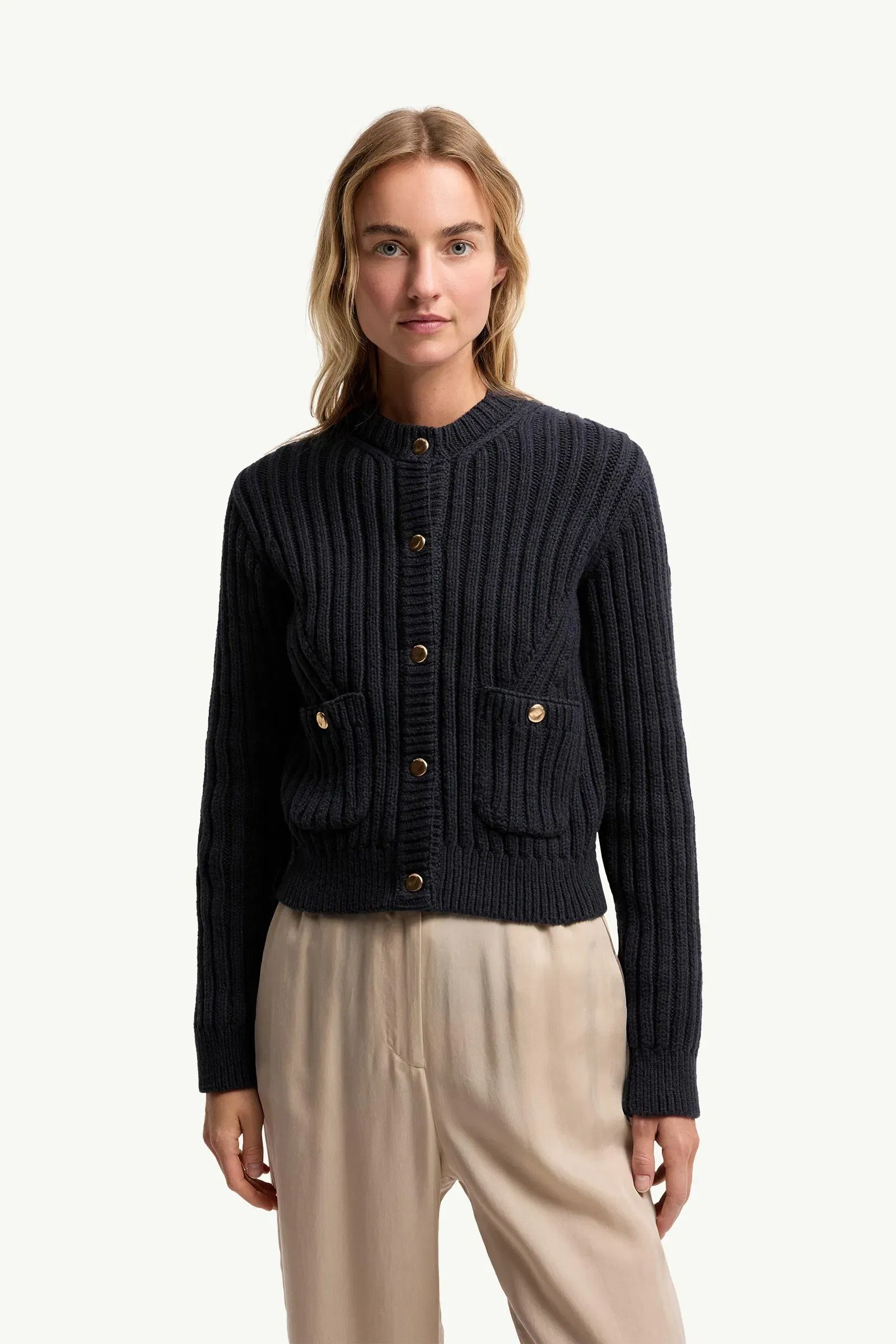 Moncler Cotton Padded Cardigan Dark Blue Dark Blue