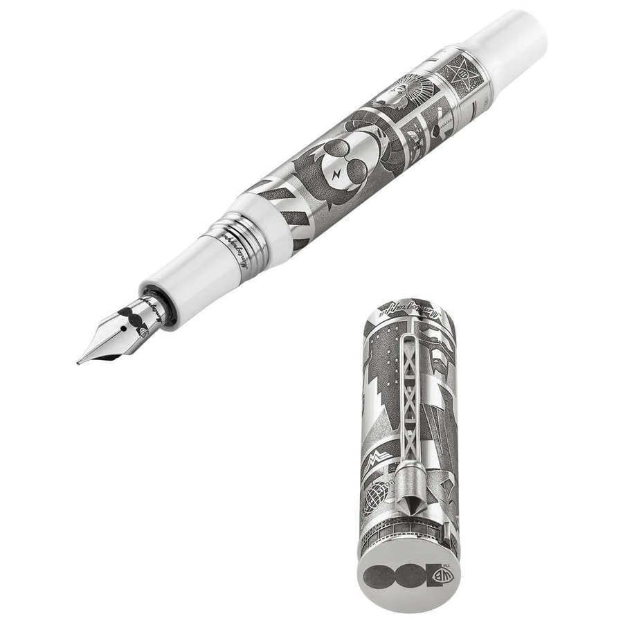 Limited Edition Montegrappa Warner Bros. 100Th Anniversary Broad Nib Silver/White Fountain Pen Iswbn5Se