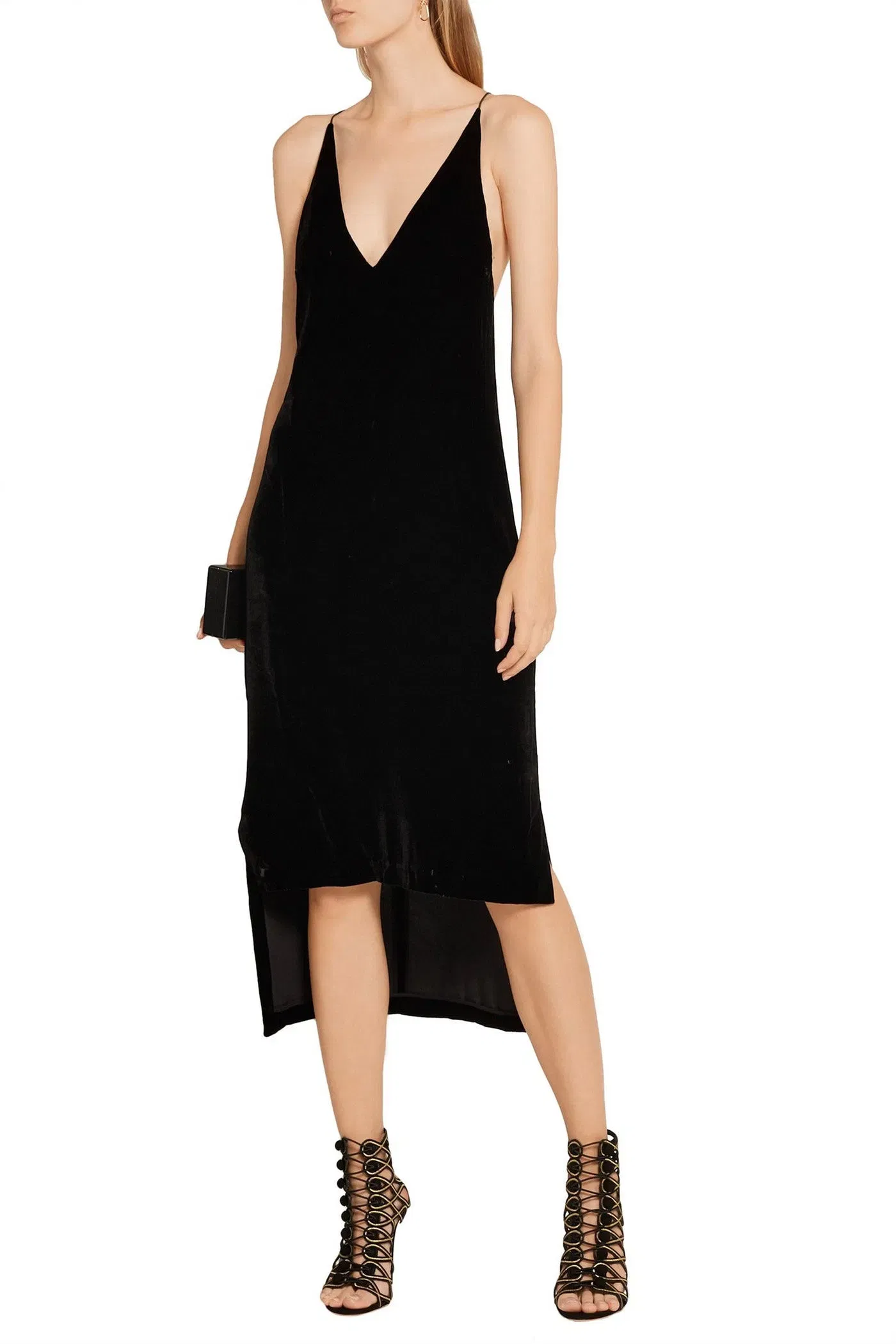Gianvito Rossi Cutout Embroidered Suede Sandals Black Women's