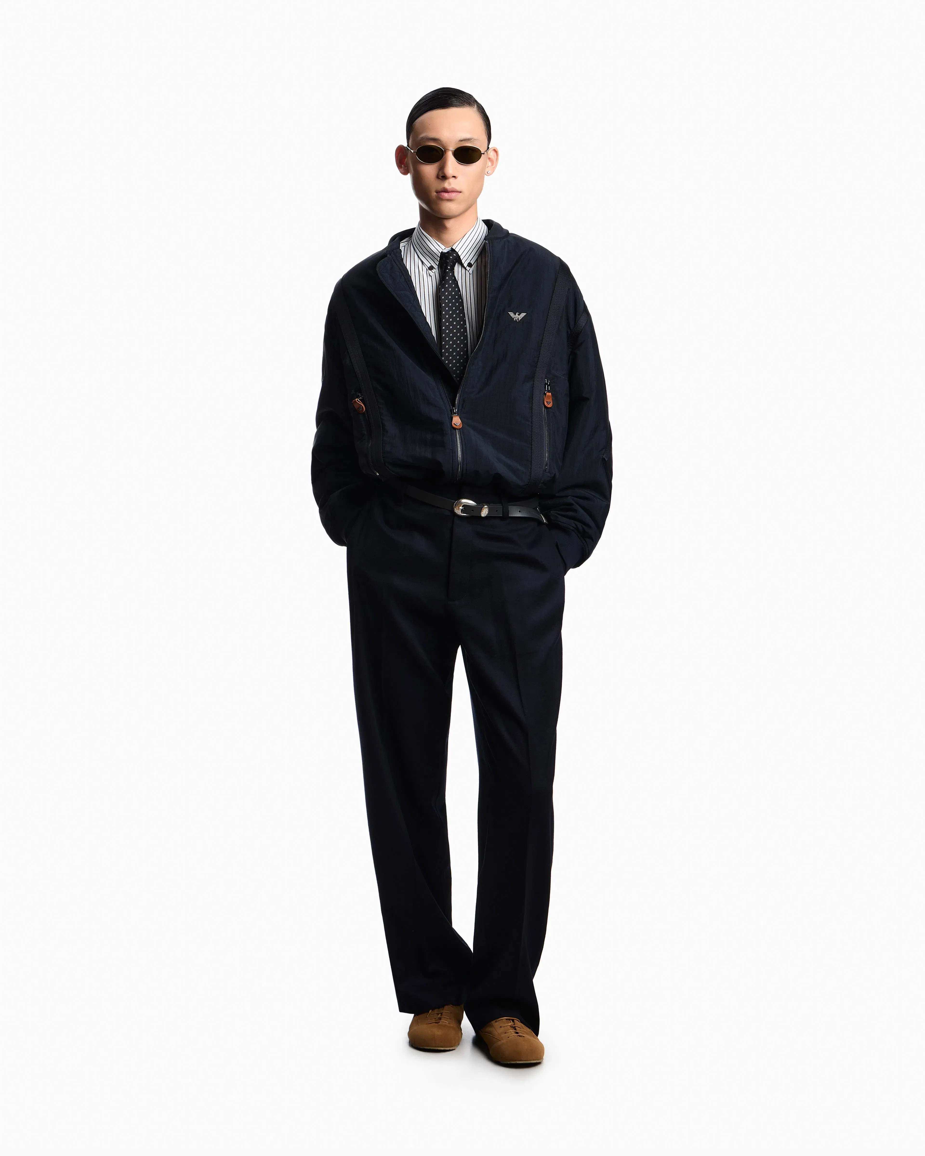 Emporio Armani Nylon bomber jacket with passementerie tape