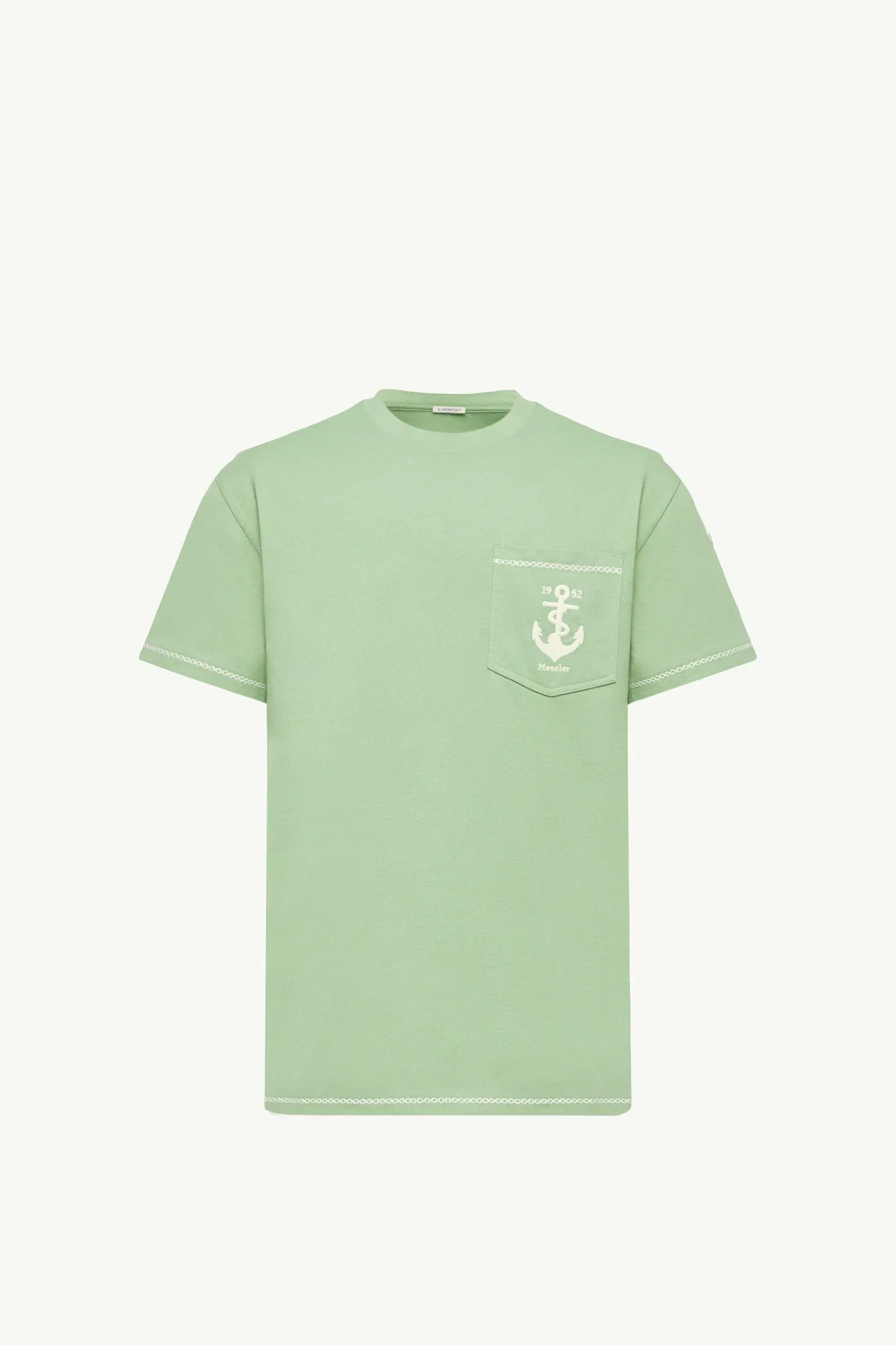 Moncler Embroidered Anchor Cotton T-Shirt Green Green