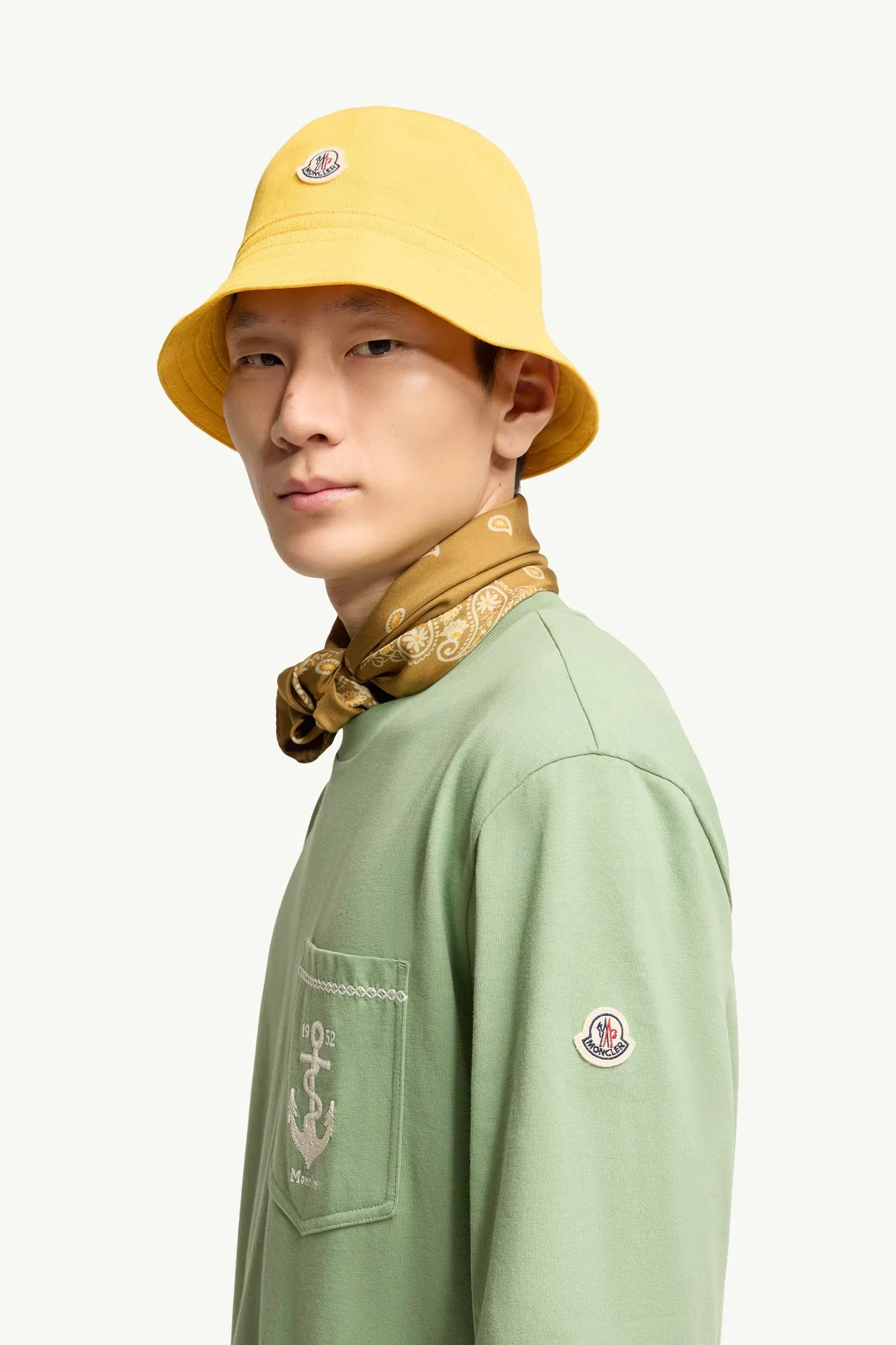 Moncler Embroidered Anchor Cotton T-Shirt Green Green