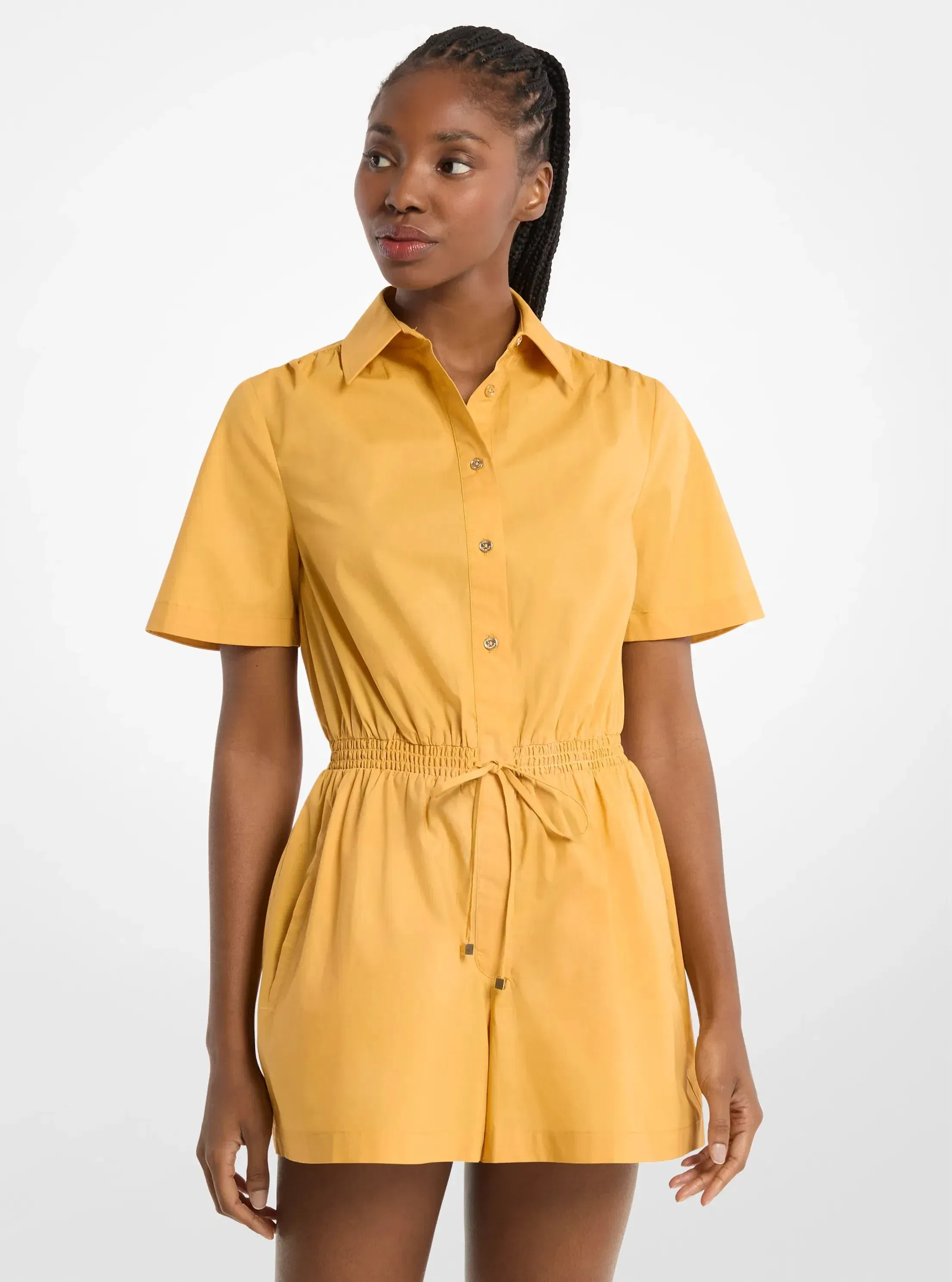 Michael Kors Cotton Poplin Romper HONEYWHEAT