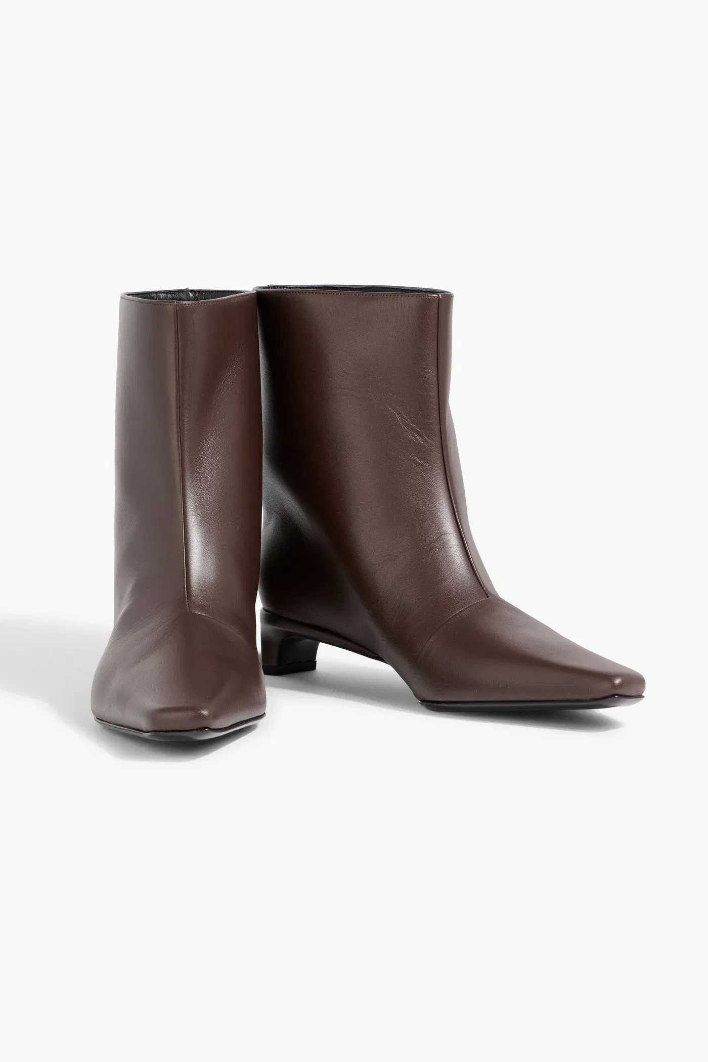 Loulou De Saison Celine Leather Ankle Boots Chocolate Women's