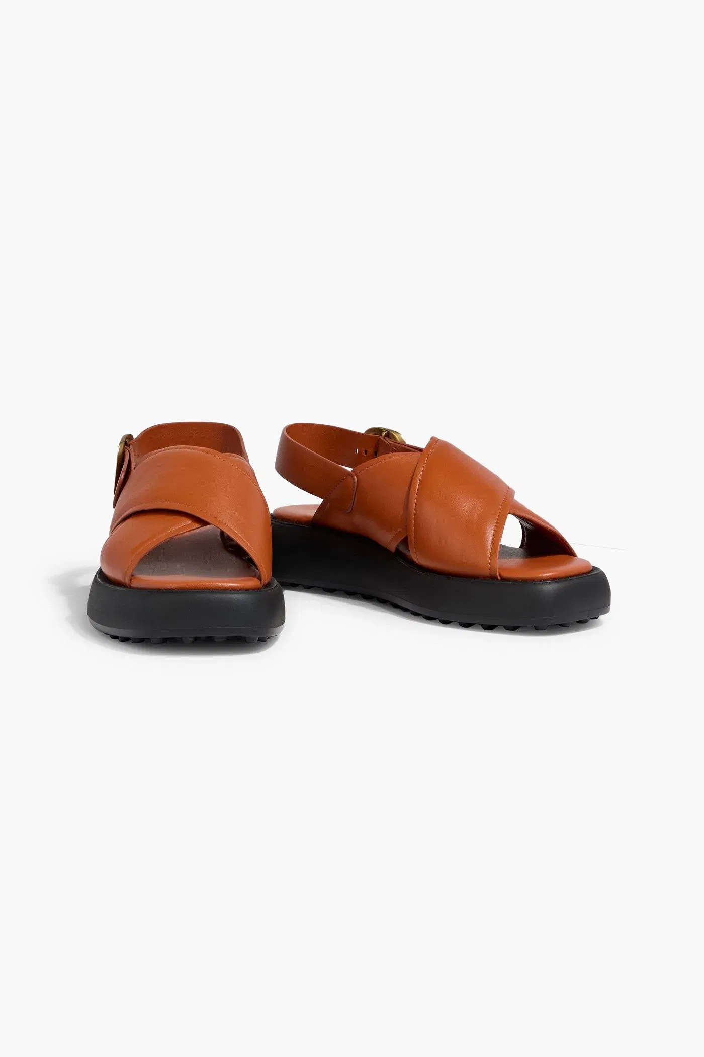 Tod's Leather Platform Slingback Sandals Tan Women's