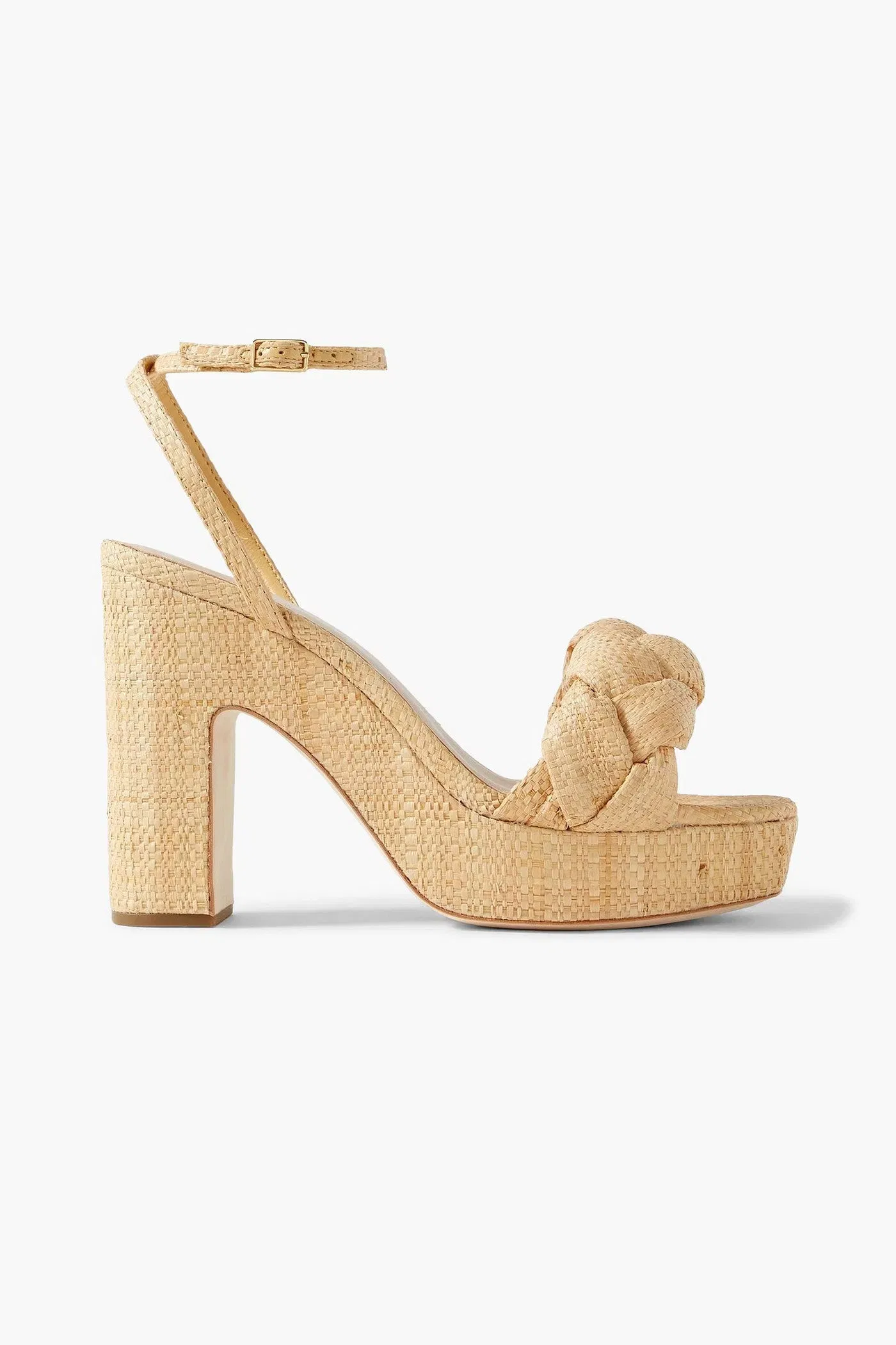 Loeffler Randall Fae Braided Raffia Platform Sandals Beige Women's