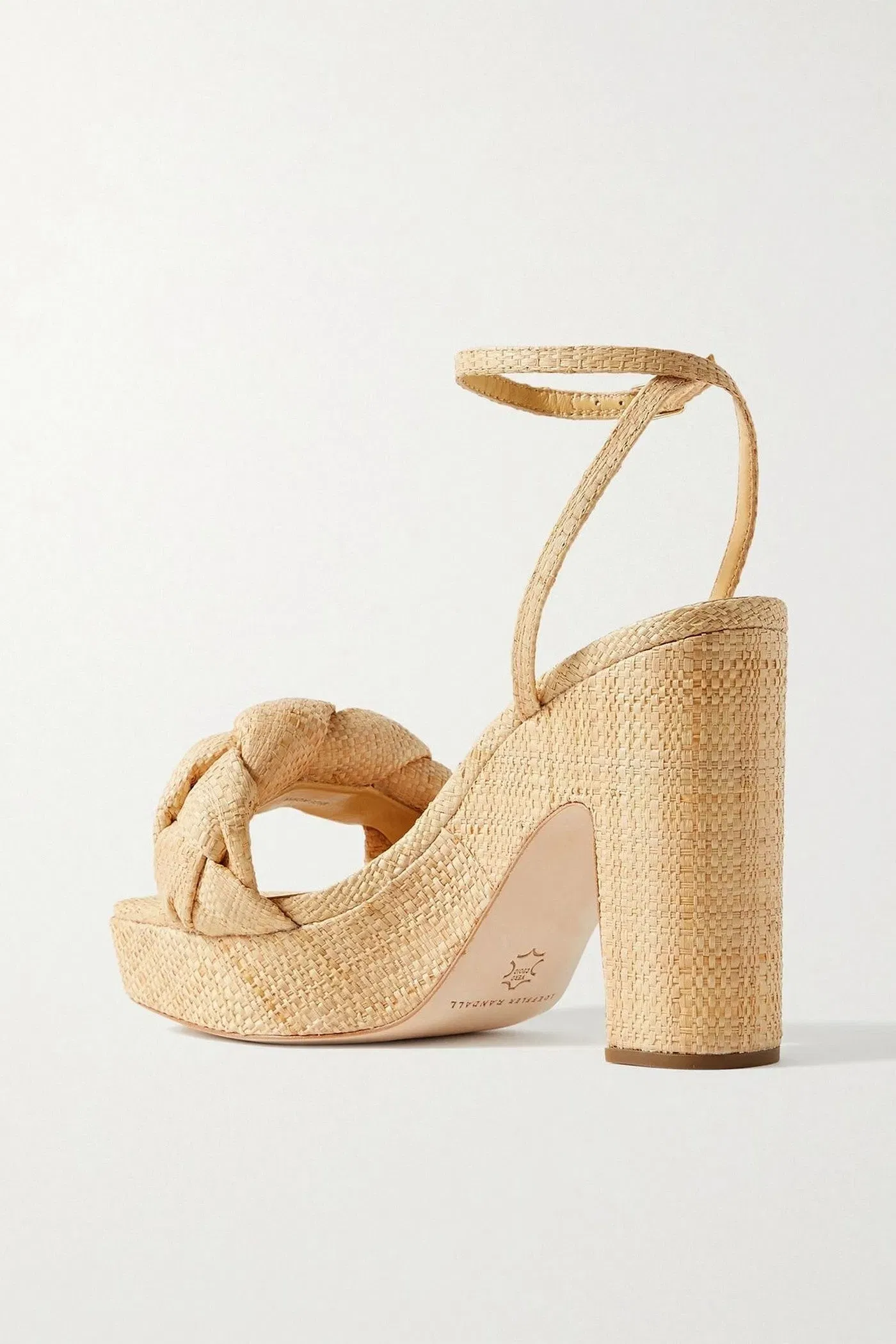 Loeffler Randall Fae Braided Raffia Platform Sandals Beige Women's