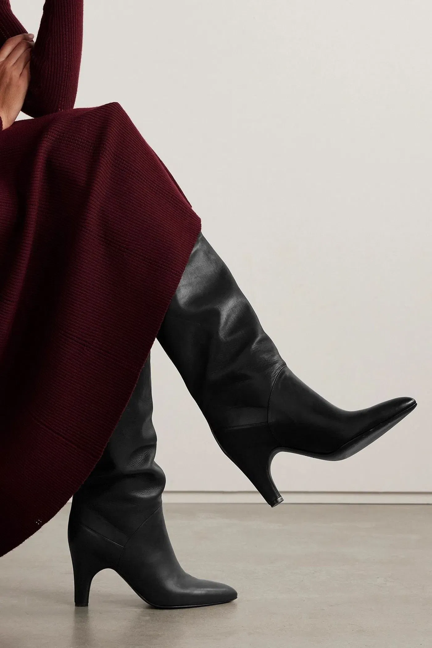 Gabriela Hearst Hana Leather Over-The-Knee Boots Black Women's