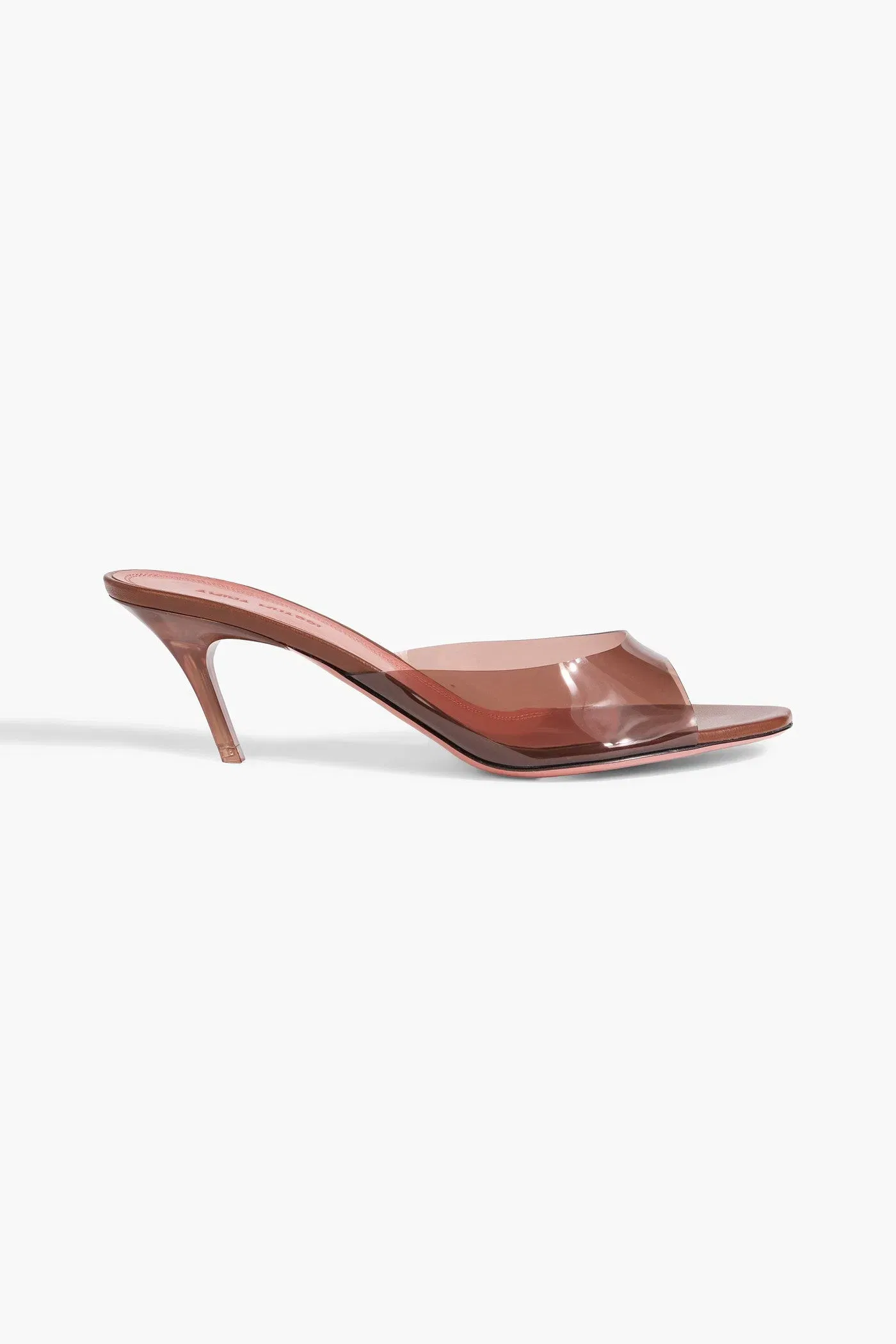 Amina Muaddi Alexa Glass 60 Pvc Mules Brown Women's