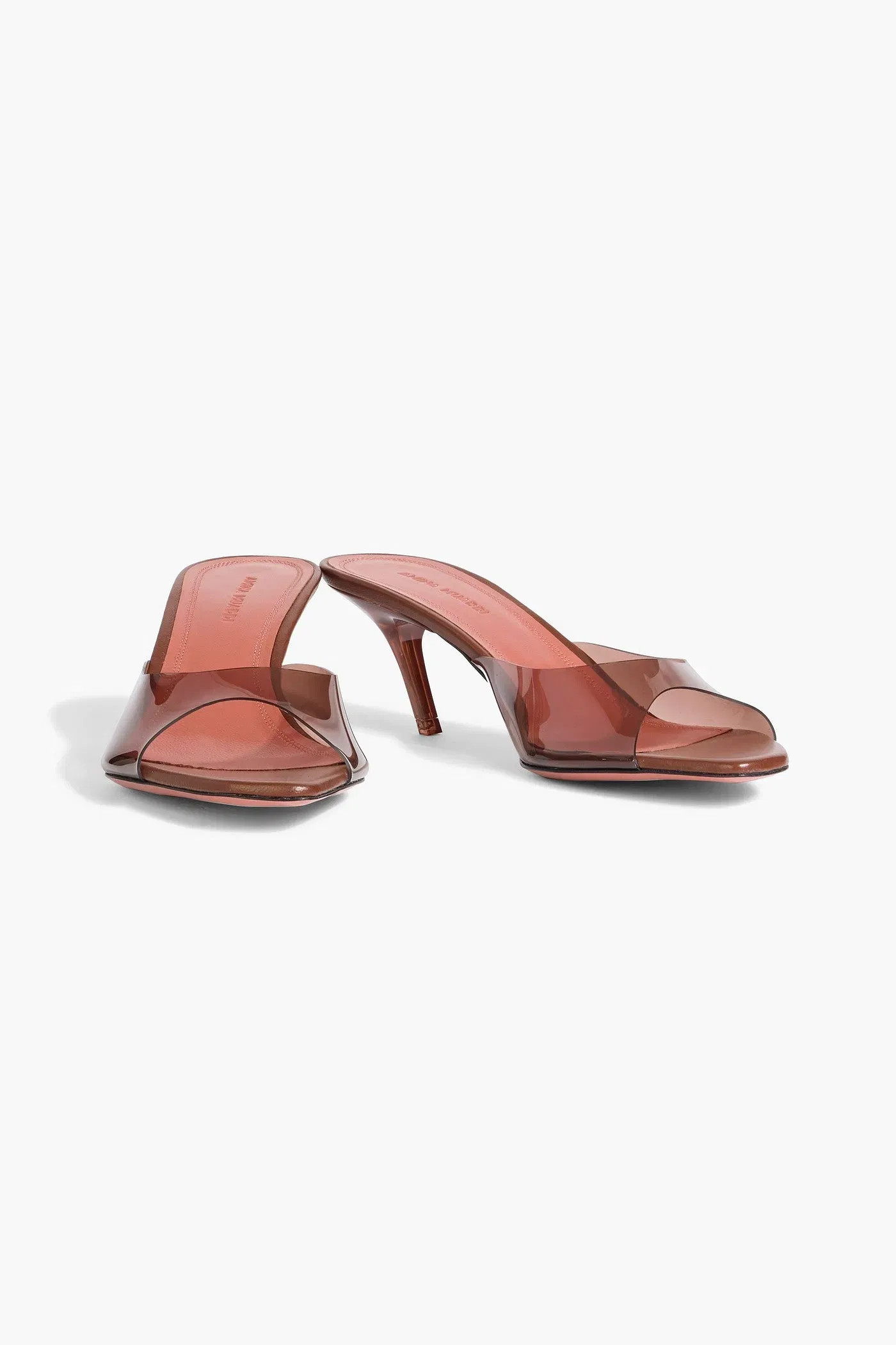 Amina Muaddi Alexa Glass 60 Pvc Mules Brown Women's