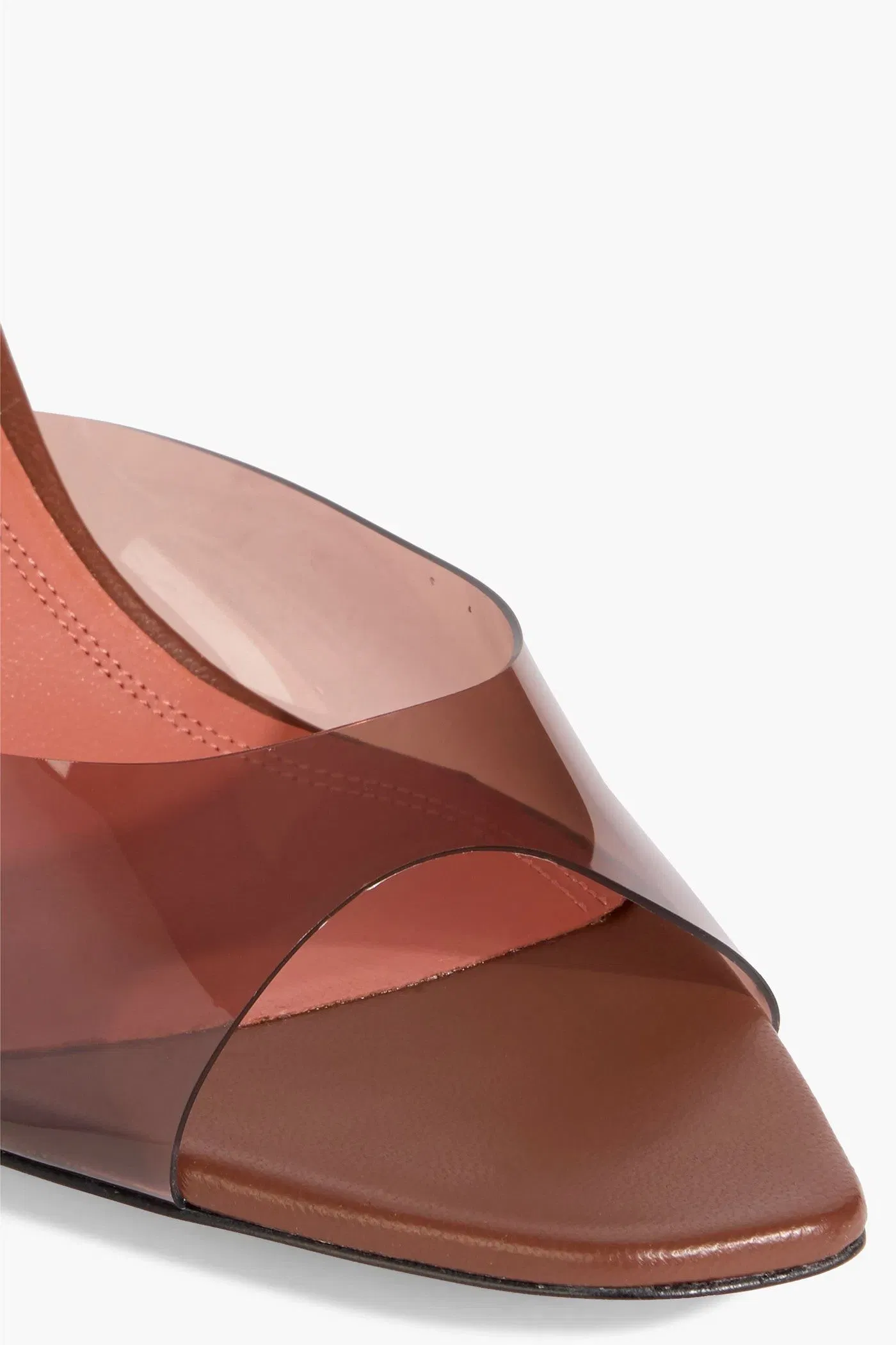 Amina Muaddi Alexa Glass 60 Pvc Mules Brown Women's