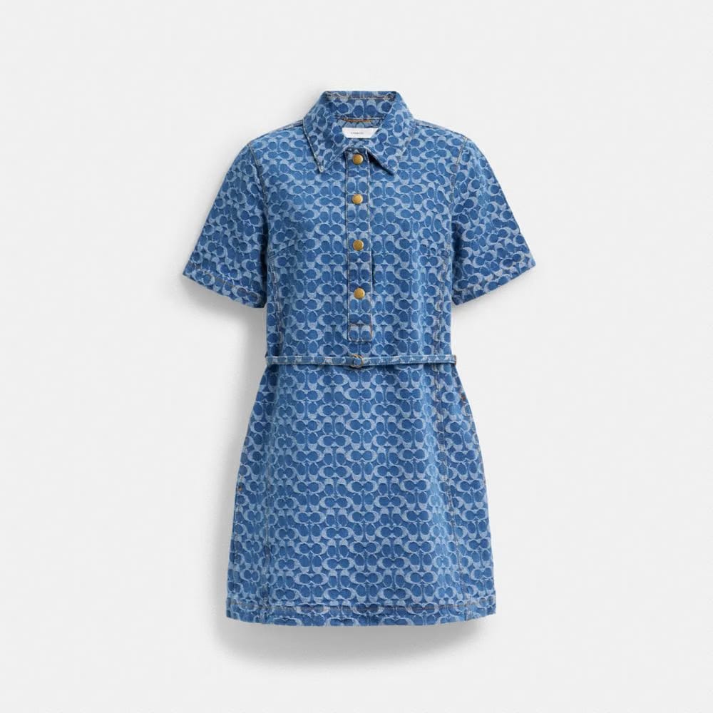 Coach Signature Denim Dress In Organic Cotton Medium Blue
