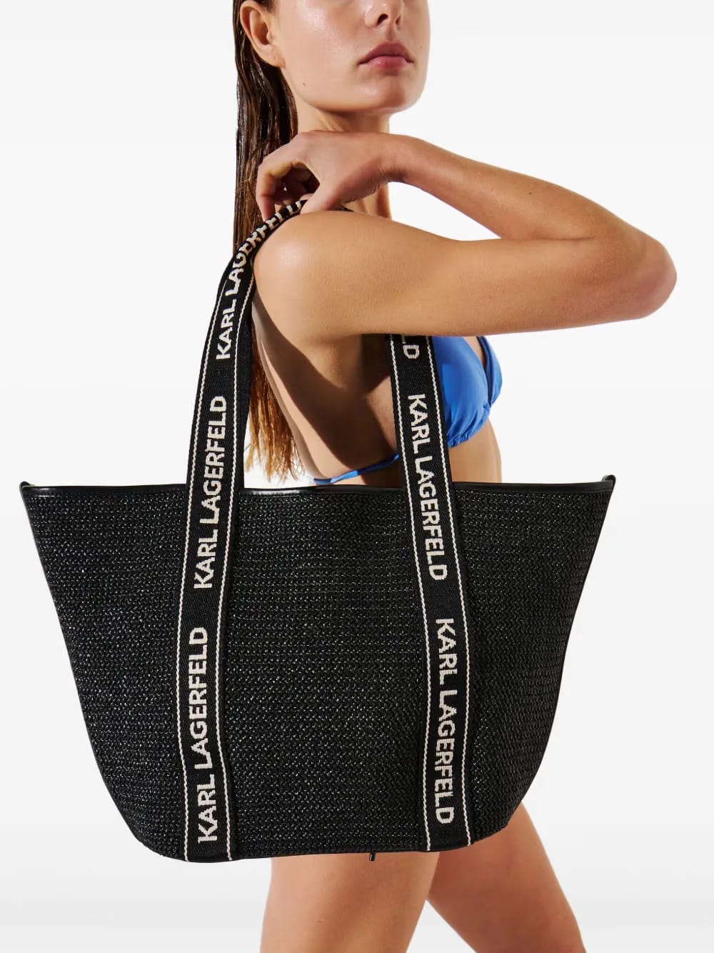 Signature raffia beach tote bag