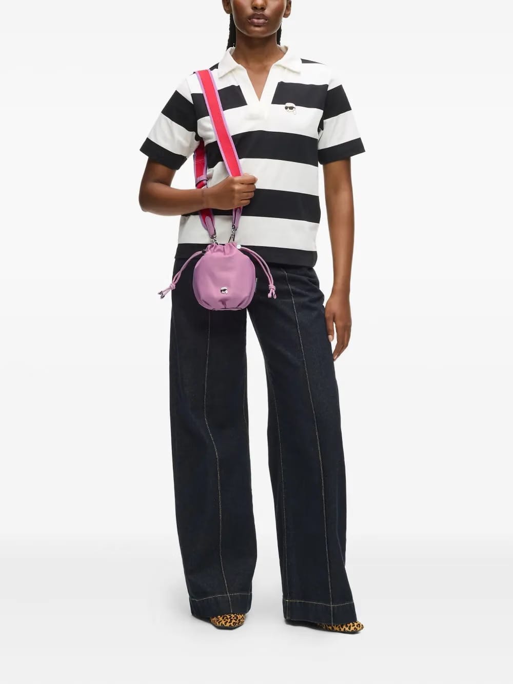 Ikon small stripe bucket bag