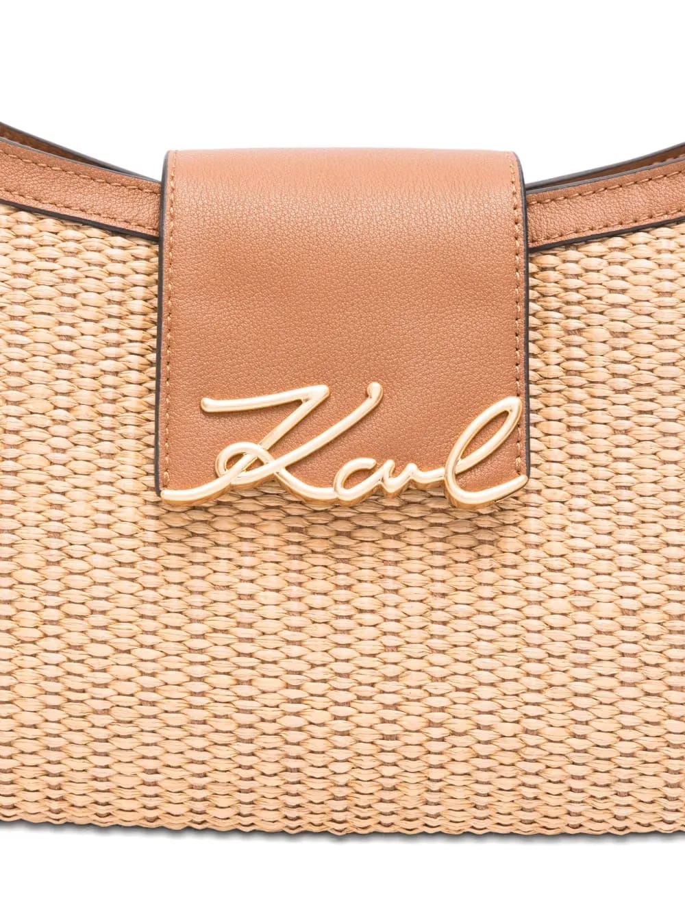 K/Signature woven leather shoulder bag