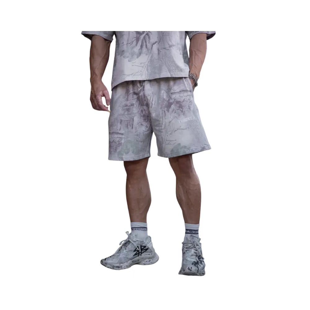 YoungLA Tree Camo Collection Shorts Beige Tree Camo