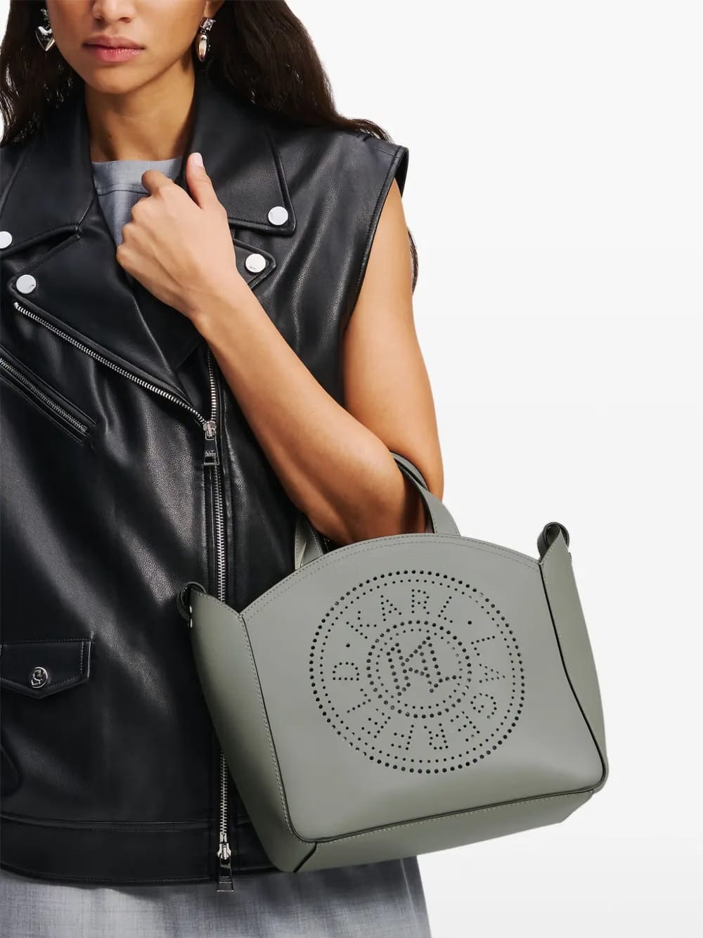 small K/Circle perforated tote bag