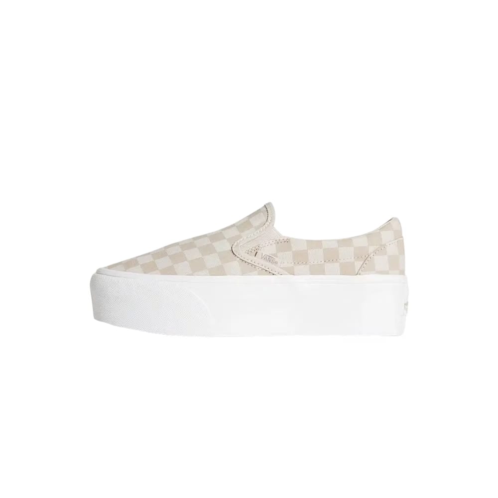 Vans Classic Slip-On Checkerboard Platform Shoe Checkerboard Mushroom Brown