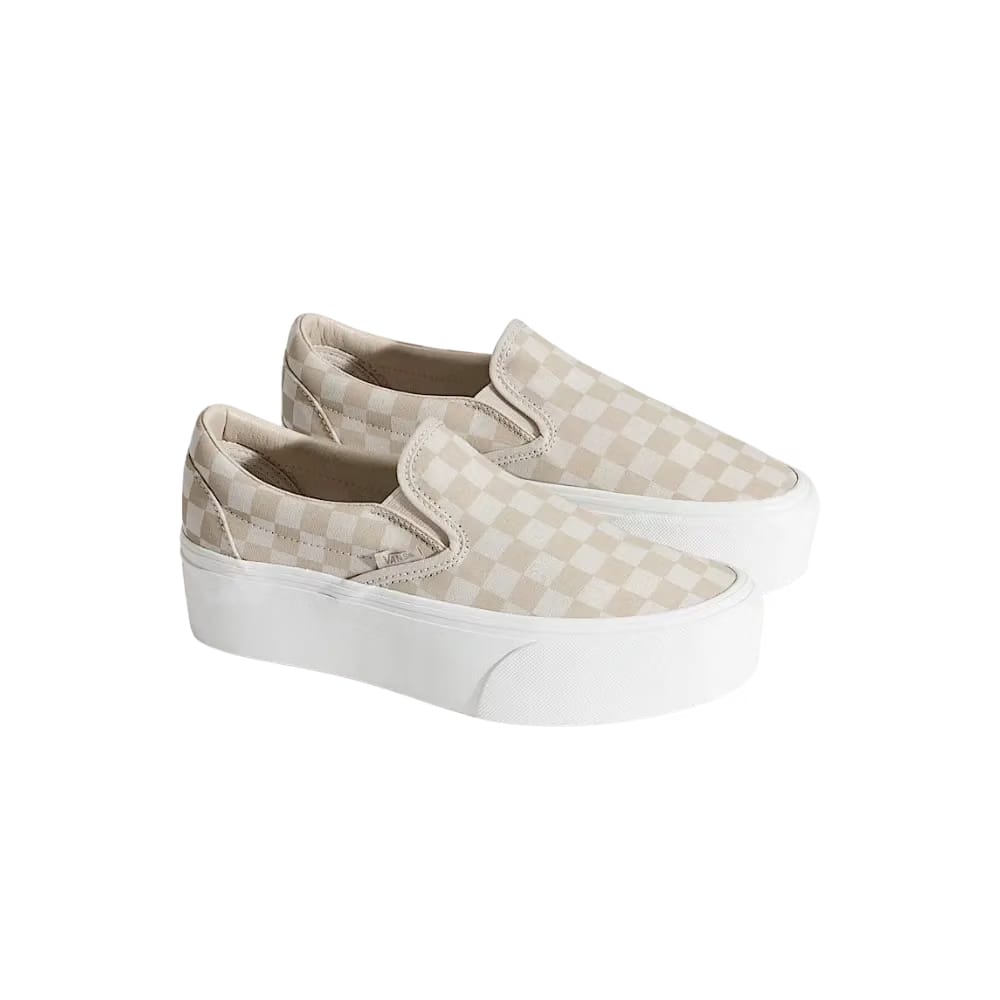 Vans Classic Slip-On Checkerboard Platform Shoe Checkerboard Mushroom Brown