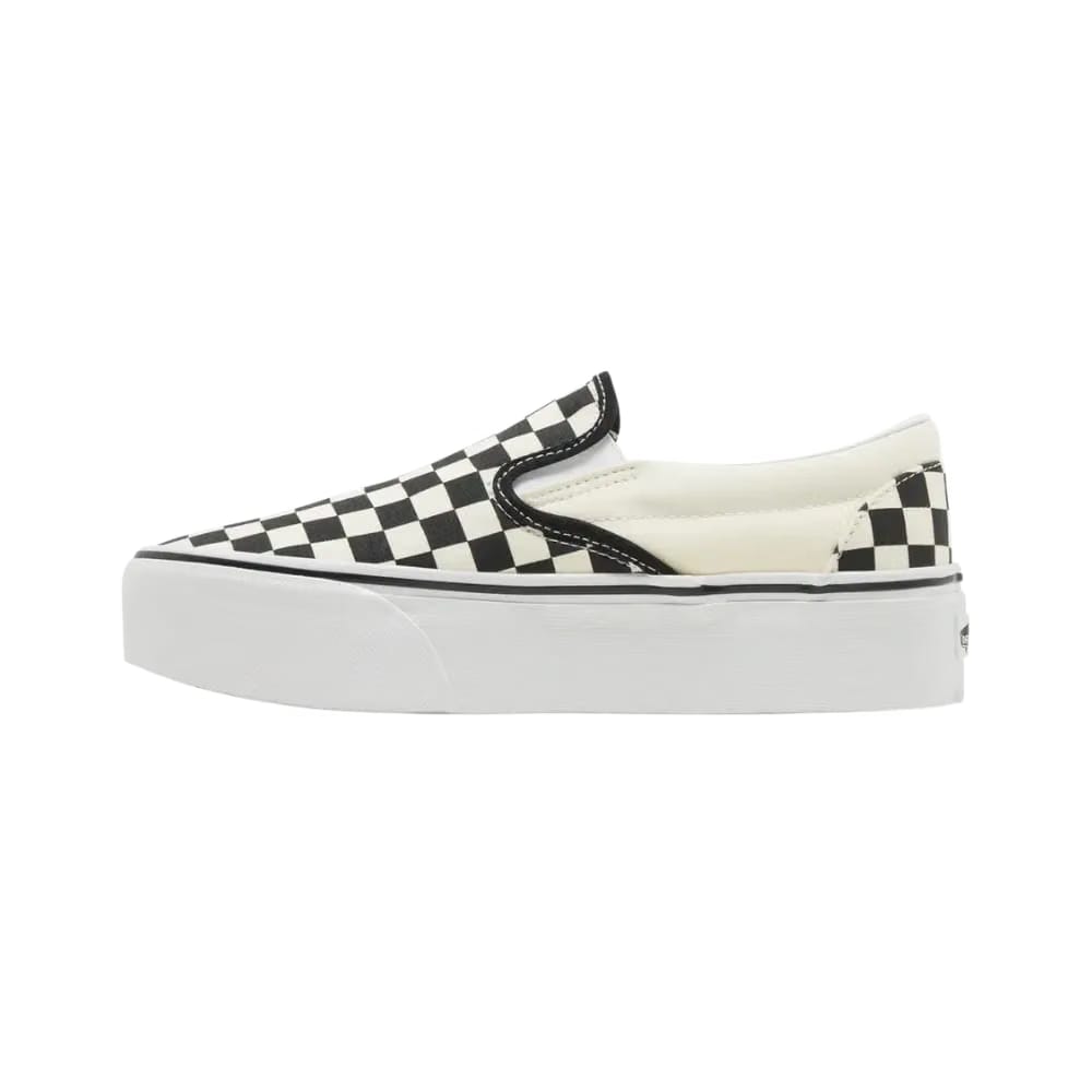 Vans Classic Slip-On Checkerboard Platform Shoe Black And White