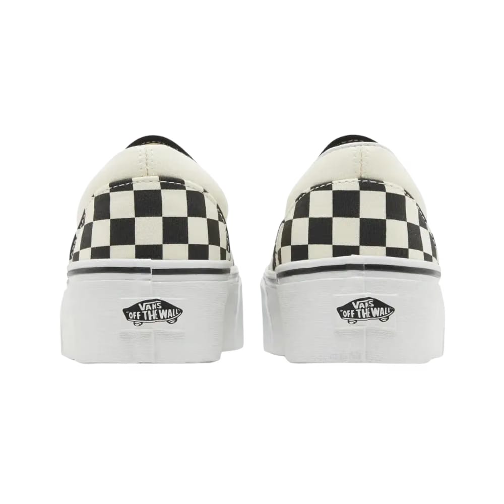 Vans Classic Slip-On Checkerboard Platform Shoe Black And White