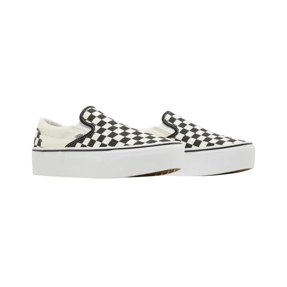 Vans Classic Slip-On Checkerboard Platform Shoe Black And White