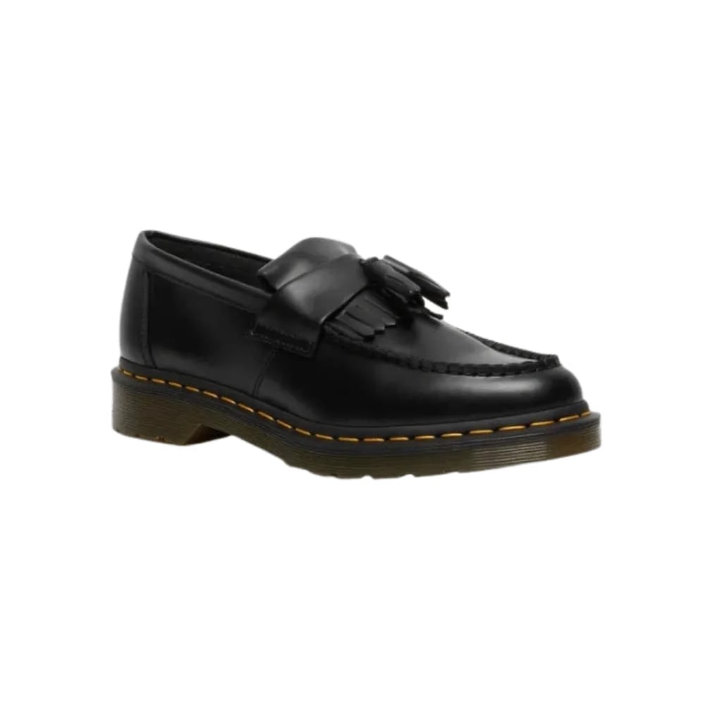 Dr Martens Adrian Yellow Stitch Leather Tassel Loafers Black
