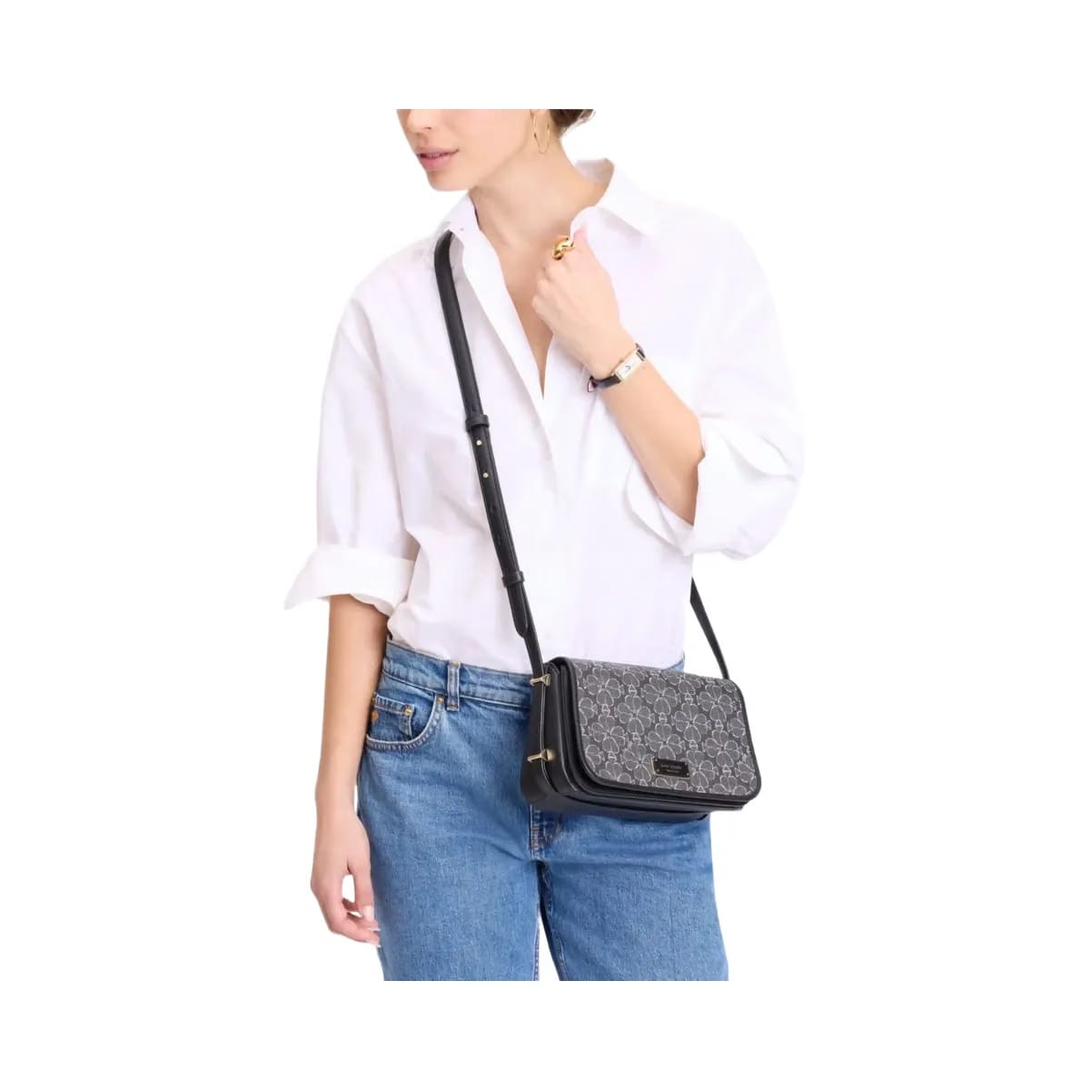 Kate Spade Liv Spade Flower Crossbody Bag Black Multi