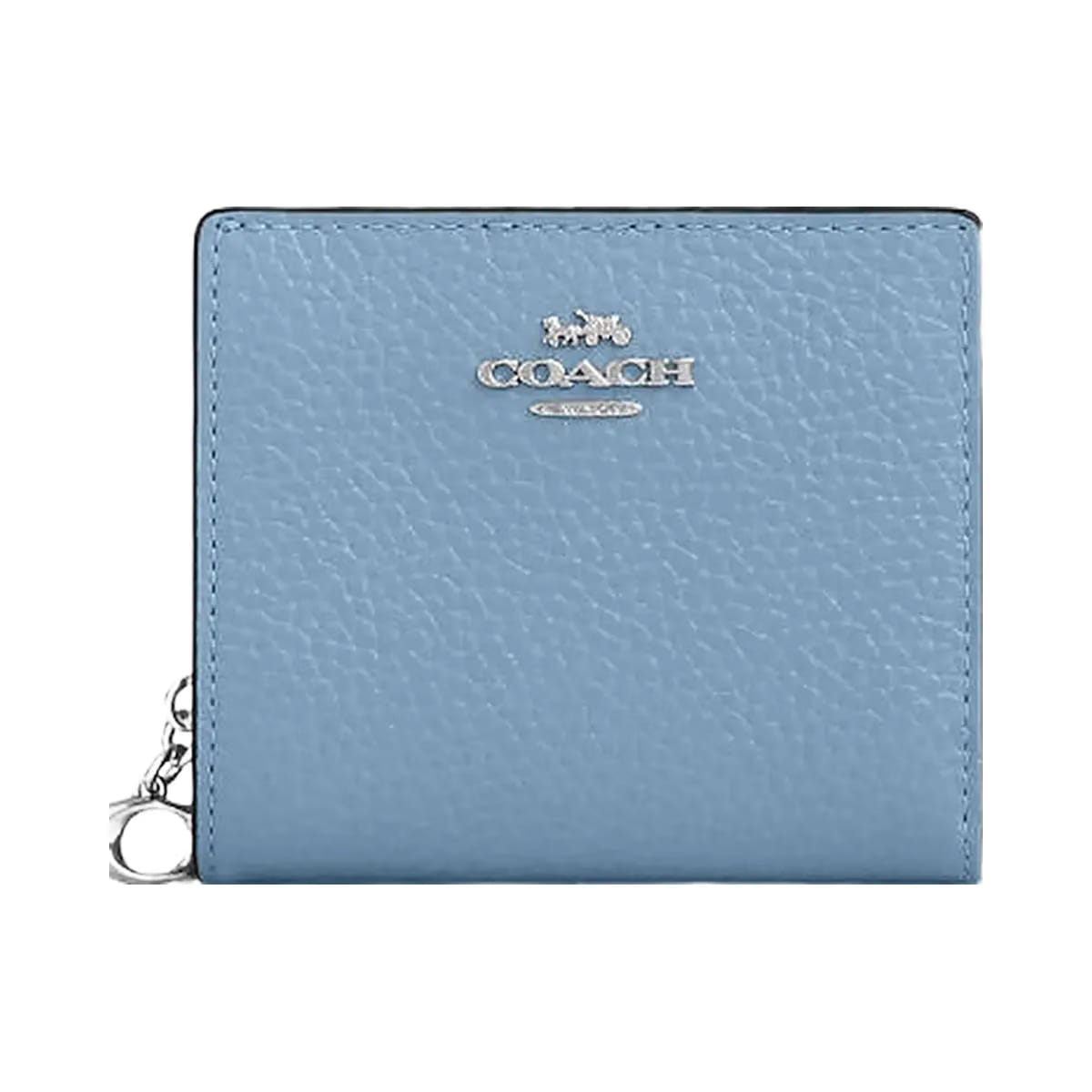 Coach Snap Wallet Pebbled Leather-Silver-Pool