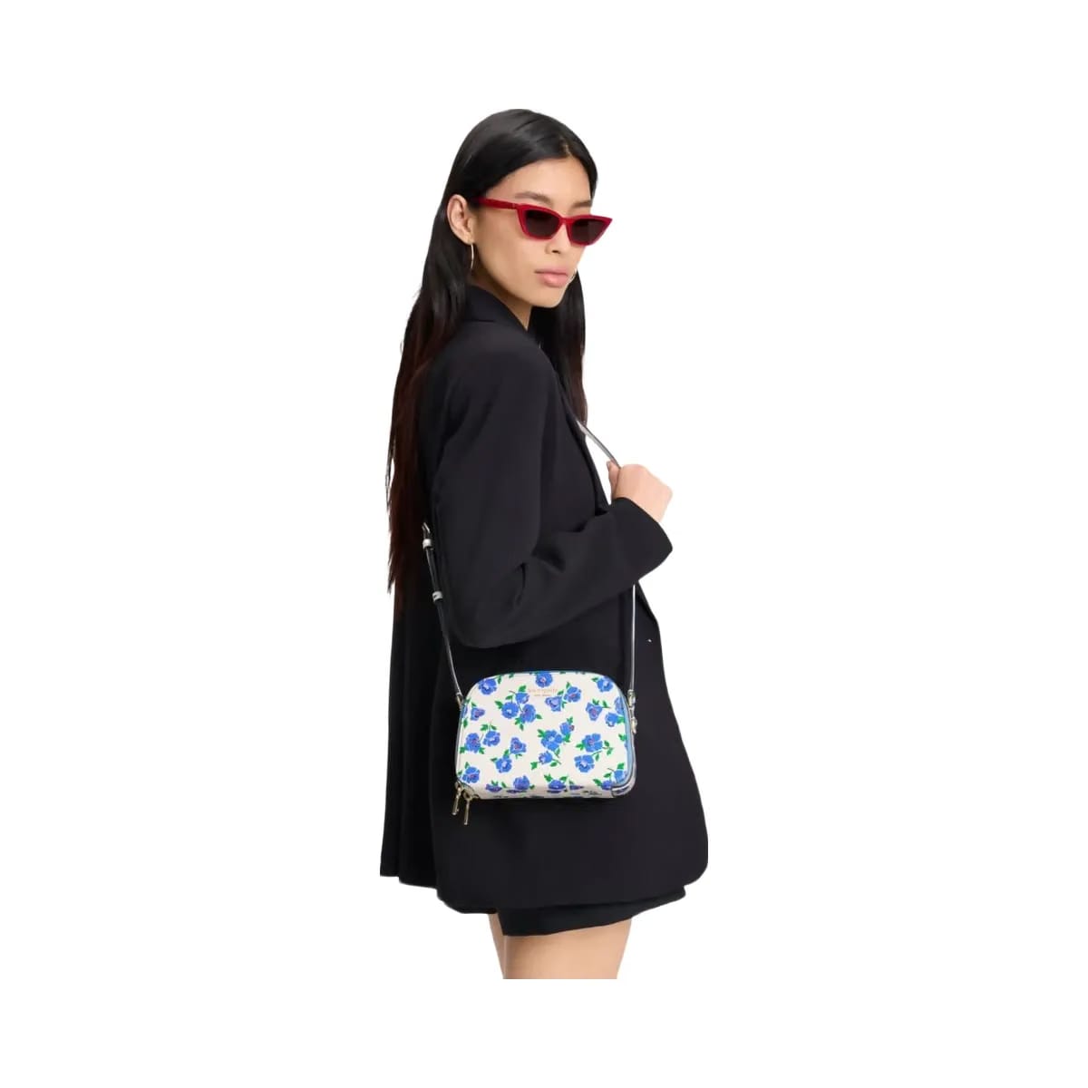 Kate Spade Devin Springtime Blooms Double Zip Dome Crossbody Cream Multi