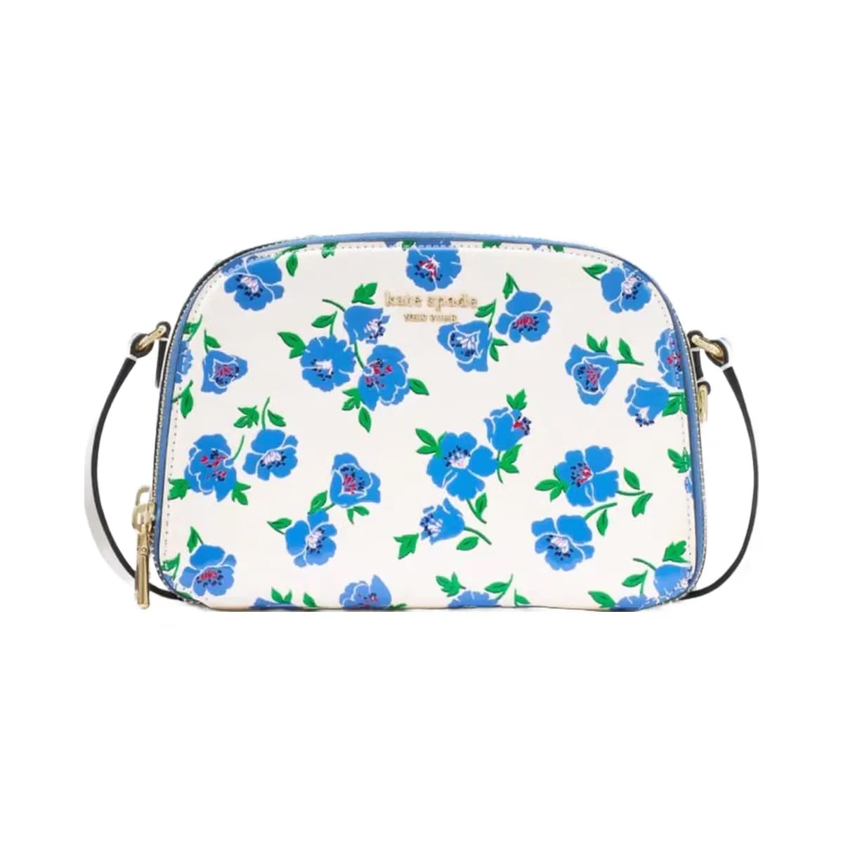 Kate Spade Devin Springtime Blooms Double Zip Dome Crossbody Cream Multi