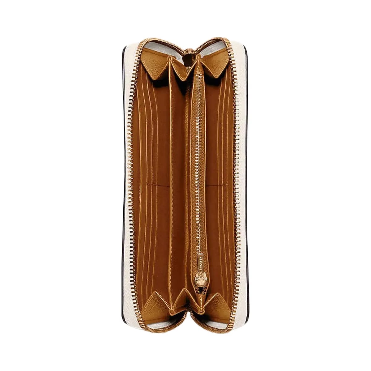 Coach Long Zip Around Wallet Crossgrain Leather-Gold-Chalk